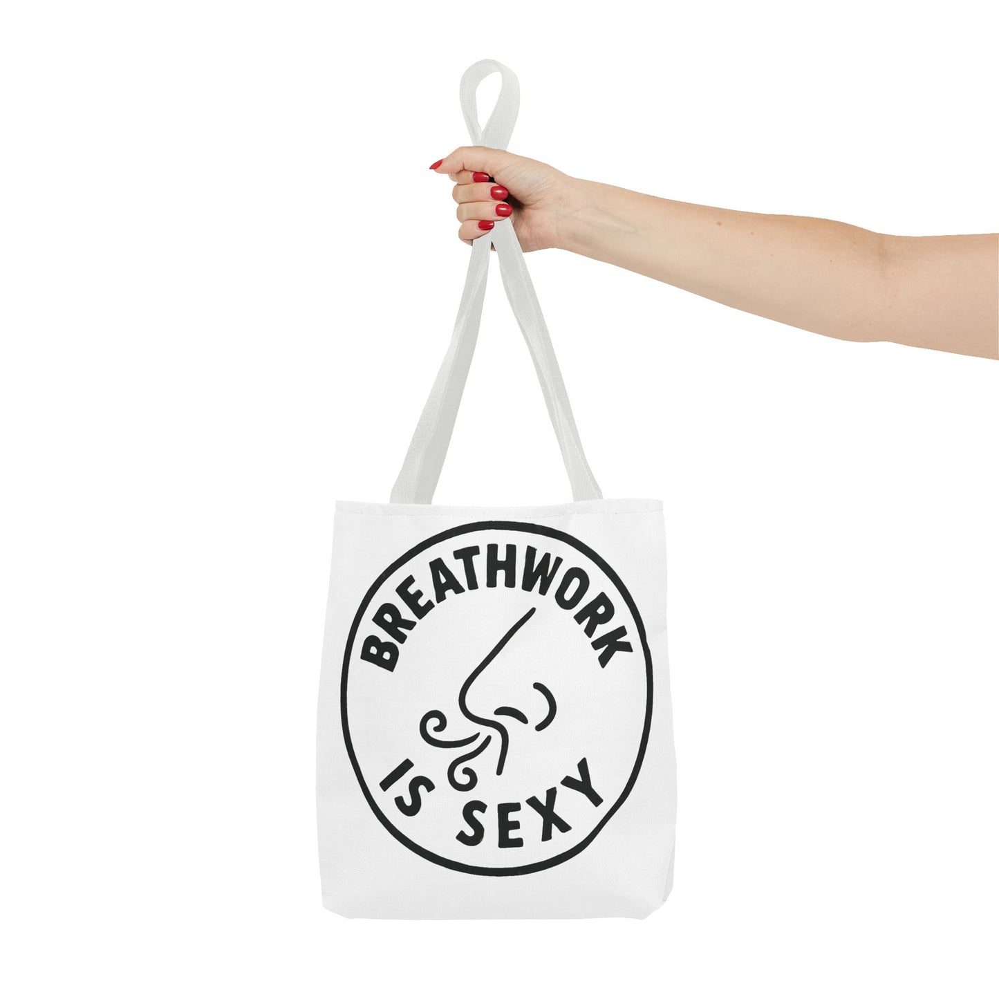 "Breathwork is Sexy" Motivational Tote Bag, Gym Carryall, Workout Bag, Reusable Shopping Tote, Eco-Friendly Reusable Bag, Challenge Every System Bag