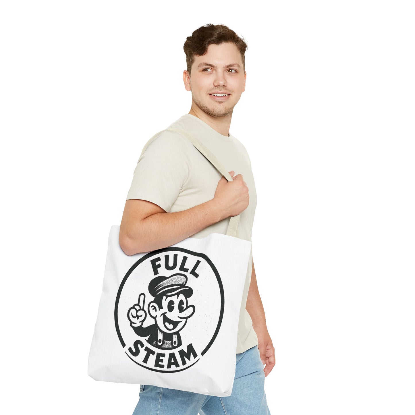 "Full Steam" Band Merch Tote Bag, Gym Carryall, Workout Bag, Reusable Shopping Tote, Eco-Friendly Reusable Bag, Challenge Every System Bag