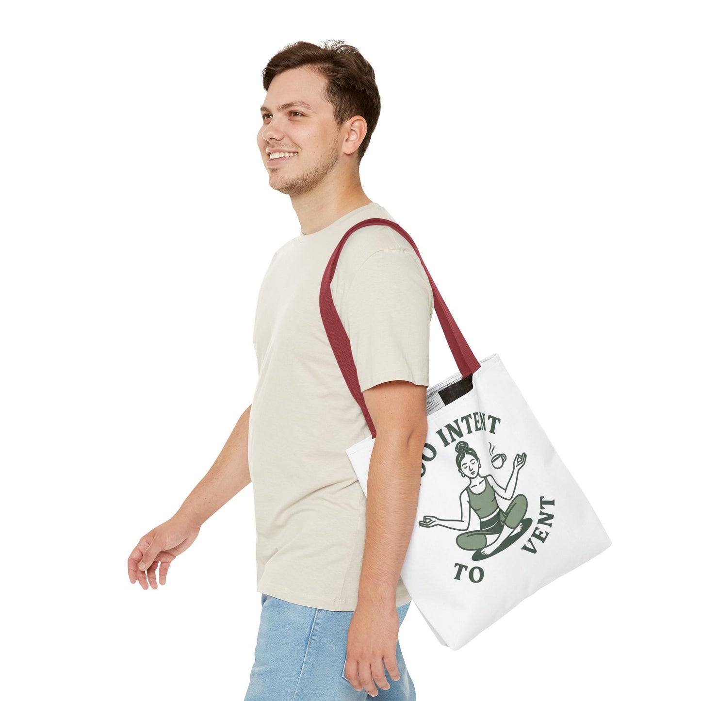 "Too Intent to Vent" Motivational Tote Bag, Gym Carryall, Workout Bag, Reusable Shopping Tote, Eco-Friendly Reusable Bag, Challenge Every System Bag