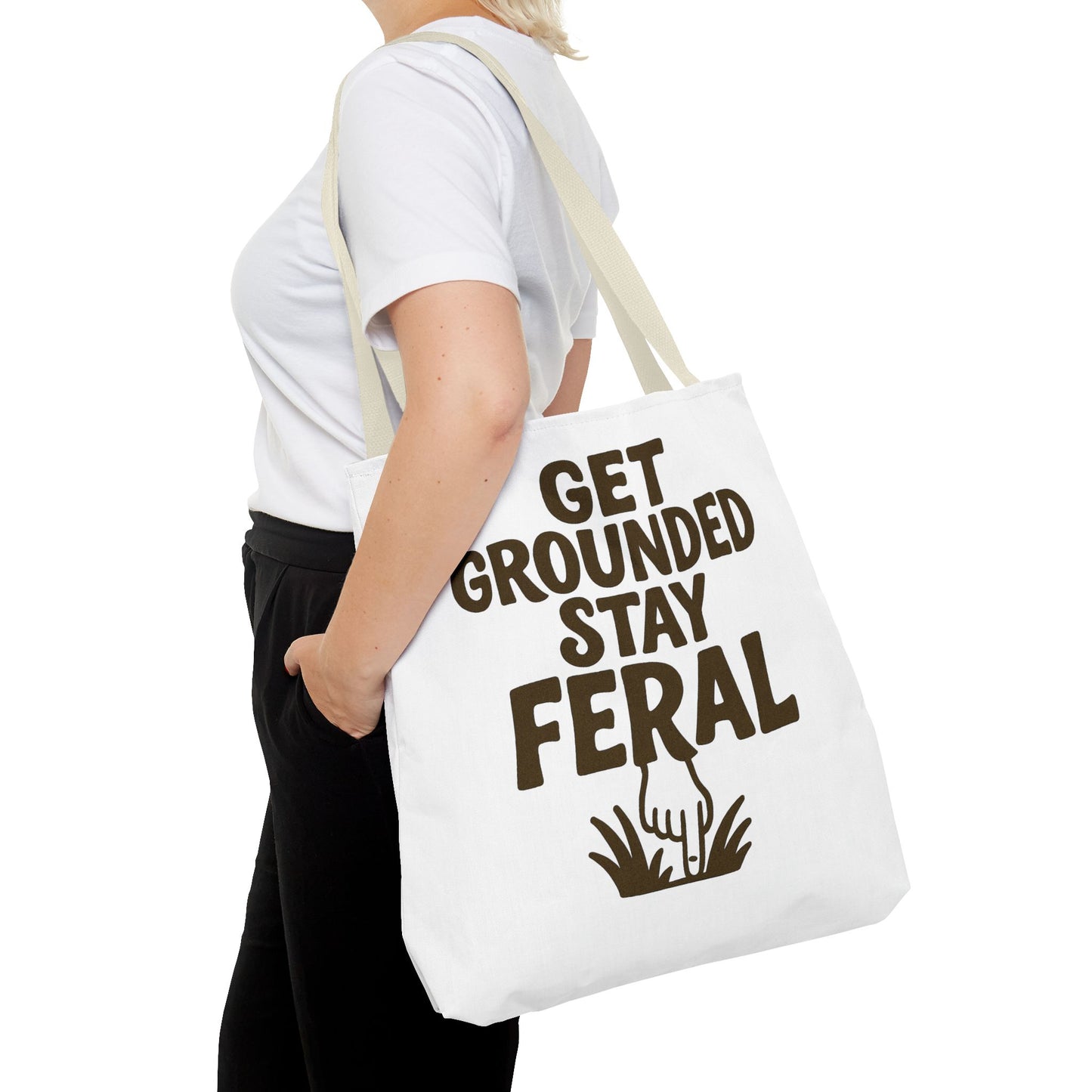 "Stay Feral" Motivational Tote Bag, Gym Carryall, Workout Bag, Reusable Shopping Tote, Eco-Friendly Reusable Bag, Challenge Every System Bag