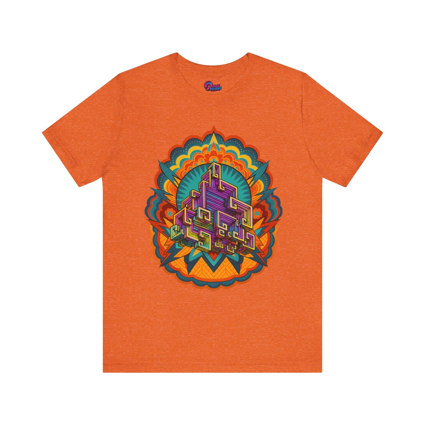 Vibrant Mandala Short Sleeve Tee, Unisex Art Shirt, Colorful Graphic Tee, Bohemian Style T-Shirt, Festival Apparel, Psychedelic Wear