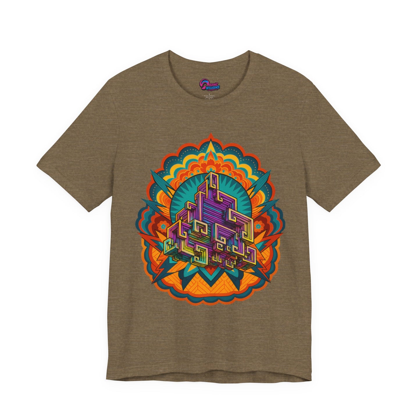 Vibrant Mandala Short Sleeve Tee, Unisex Art Shirt, Colorful Graphic Tee, Bohemian Style T-Shirt, Festival Apparel, Psychedelic Wear