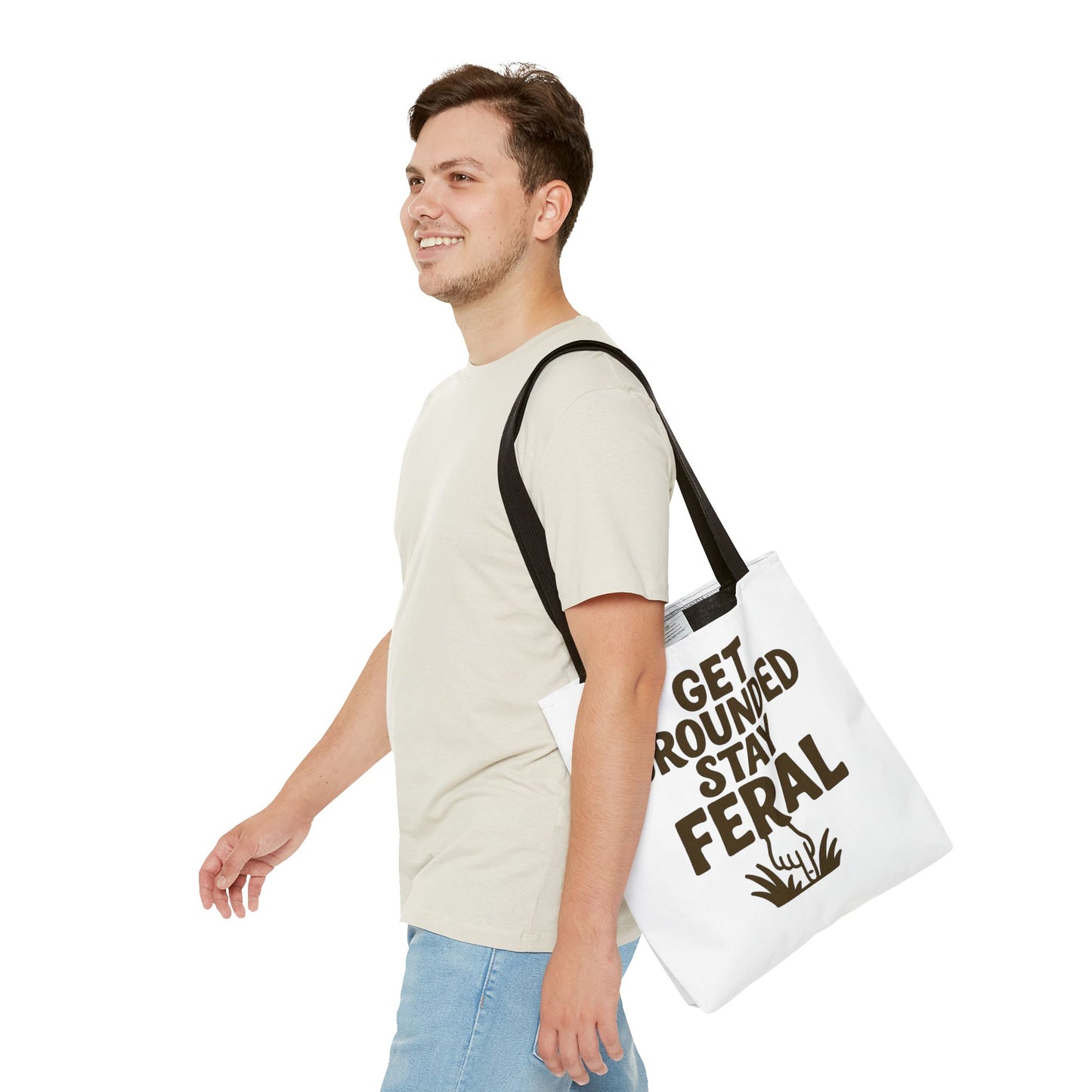 "Stay Feral" Motivational Tote Bag, Gym Carryall, Workout Bag, Reusable Shopping Tote, Eco-Friendly Reusable Bag, Challenge Every System Bag