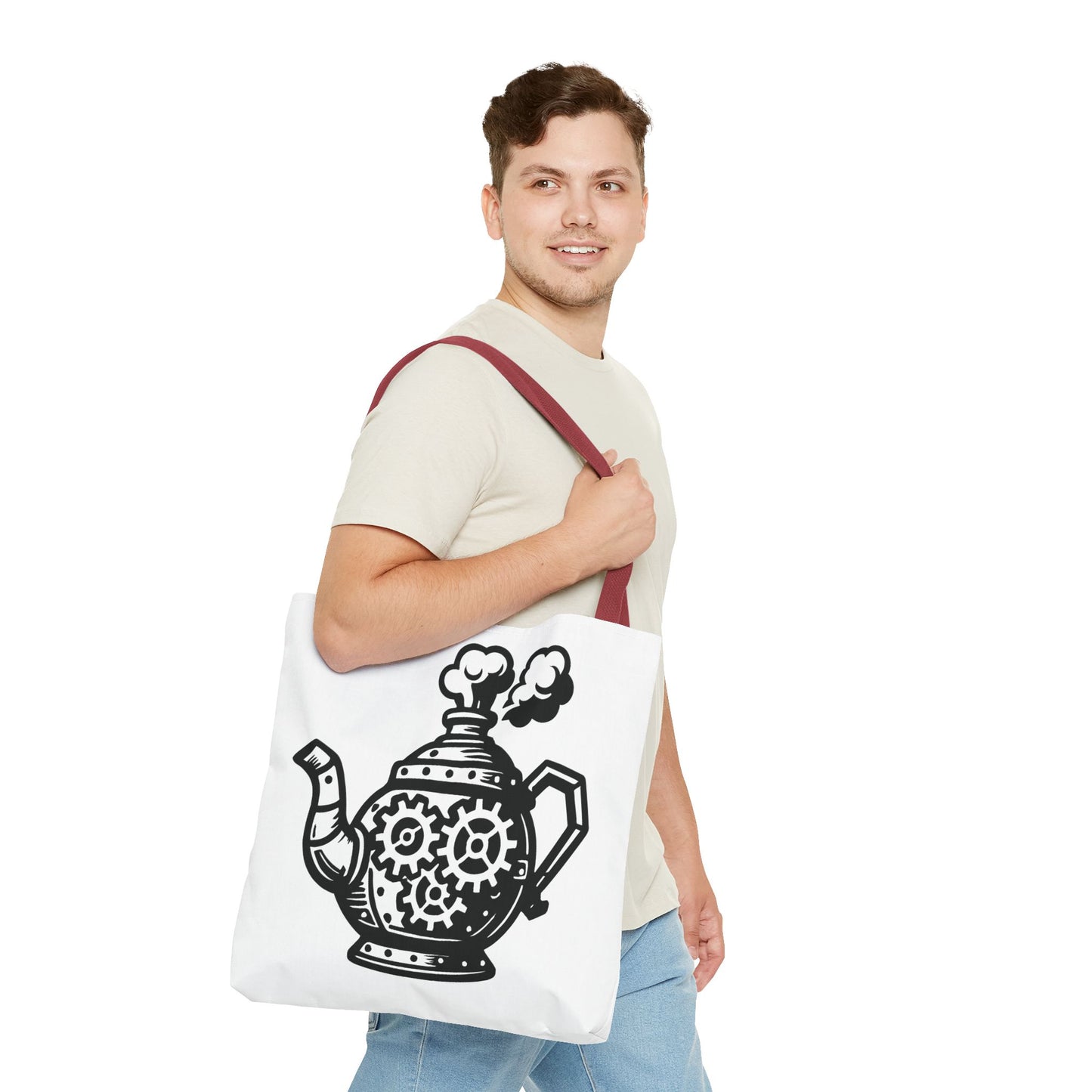 "Tea is On" Motivational Tote Bag, Gym Carryall, Workout Bag, Reusable Shopping Tote, Eco-Friendly Reusable Bag, Challenge Every System Bag