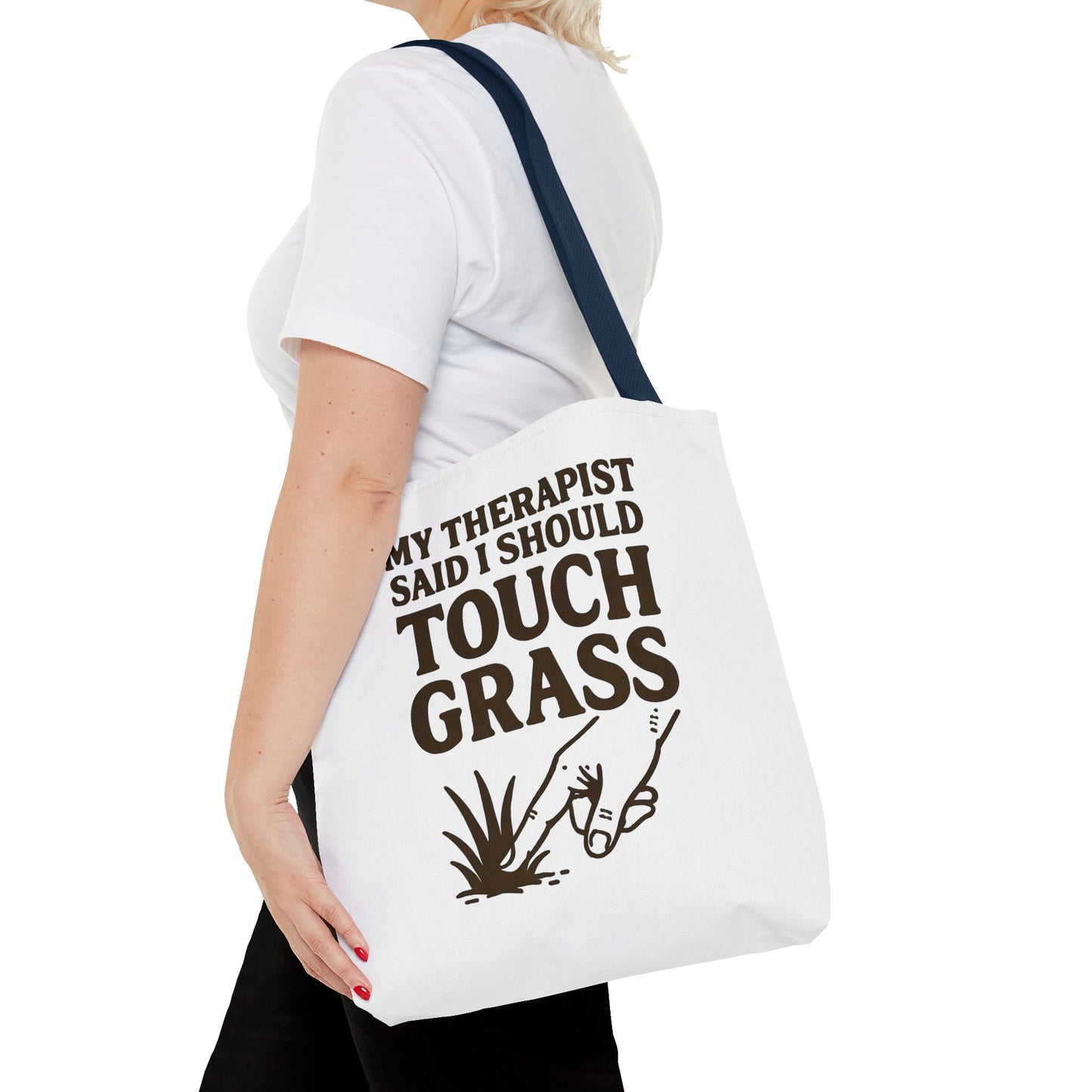 "Touch Grass" Motivational Tote Bag, Gym Carryall, Workout Bag, Reusable Shopping Tote, Eco-Friendly Reusable Bag, Challenge Every System Bag