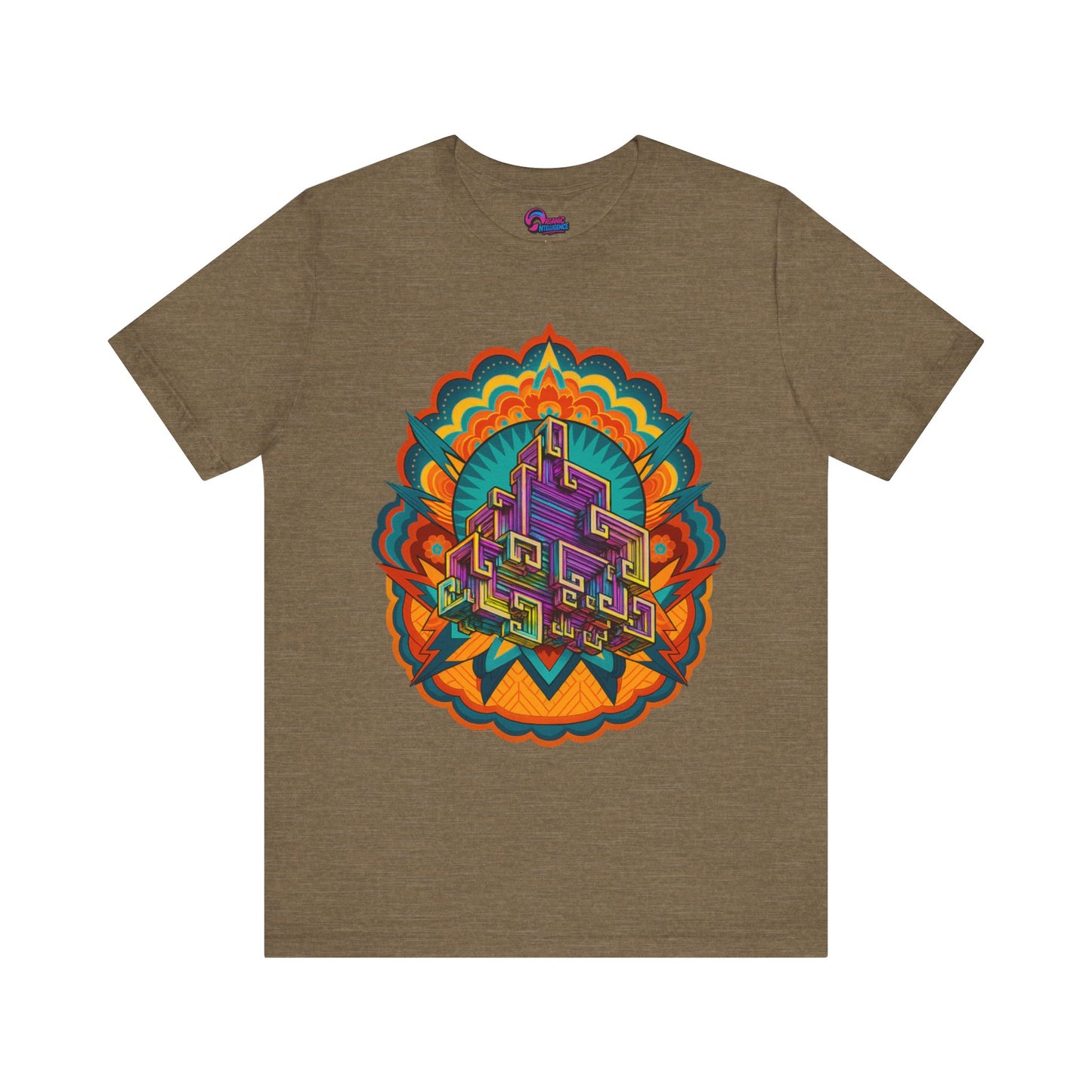 Vibrant Mandala Short Sleeve Tee, Unisex Art Shirt, Colorful Graphic Tee, Bohemian Style T-Shirt, Festival Apparel, Psychedelic Wear