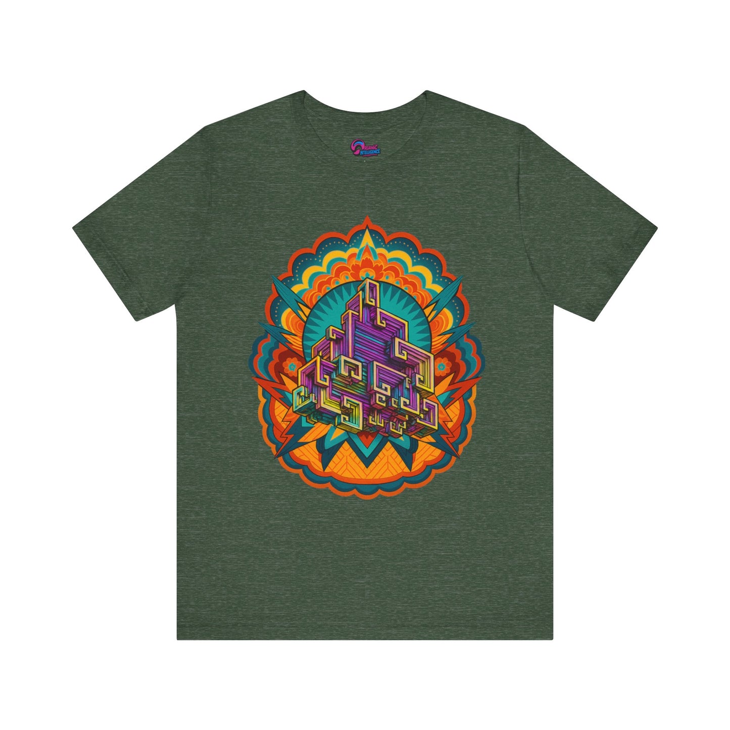 Vibrant Mandala Short Sleeve Tee, Unisex Art Shirt, Colorful Graphic Tee, Bohemian Style T-Shirt, Festival Apparel, Psychedelic Wear