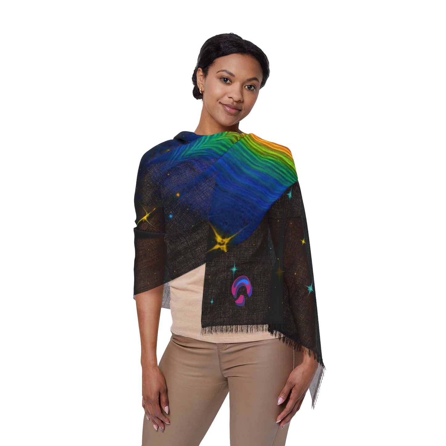 Colorful Galaxy Light Scarf, Bohemian Wrap, Statement Accessory, Festival Wear, Gift for Her, Cosmic Fashion