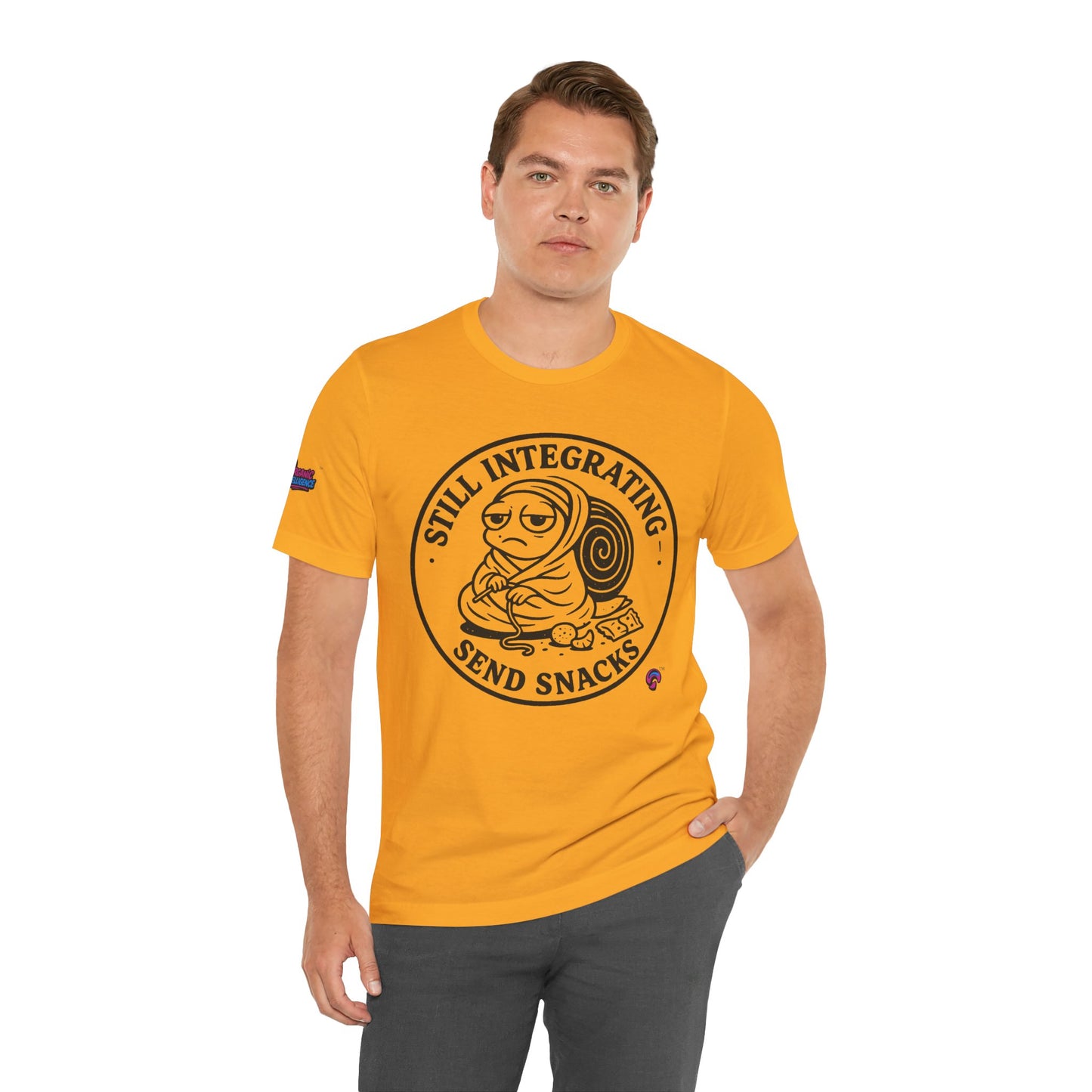 Still Integrating Tee – Snack-Fueled Awakening – Love Language Edition by Organic Intelligence™ Unisex Tee, Casual Shirt, Cotton T-shirt