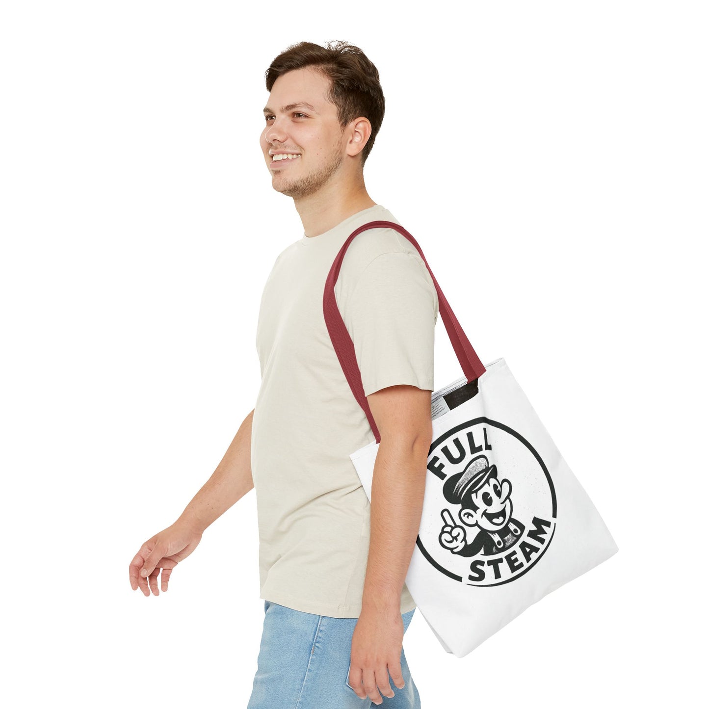 "Full Steam" Band Merch Tote Bag, Gym Carryall, Workout Bag, Reusable Shopping Tote, Eco-Friendly Reusable Bag, Challenge Every System Bag