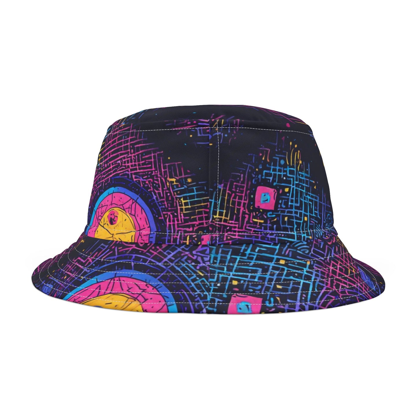 Vibrant Patterned Bucket Hat, Colorful Summer Accessory, Unique Festival Wear, Boho Hat, Beach Sun Protection Cap