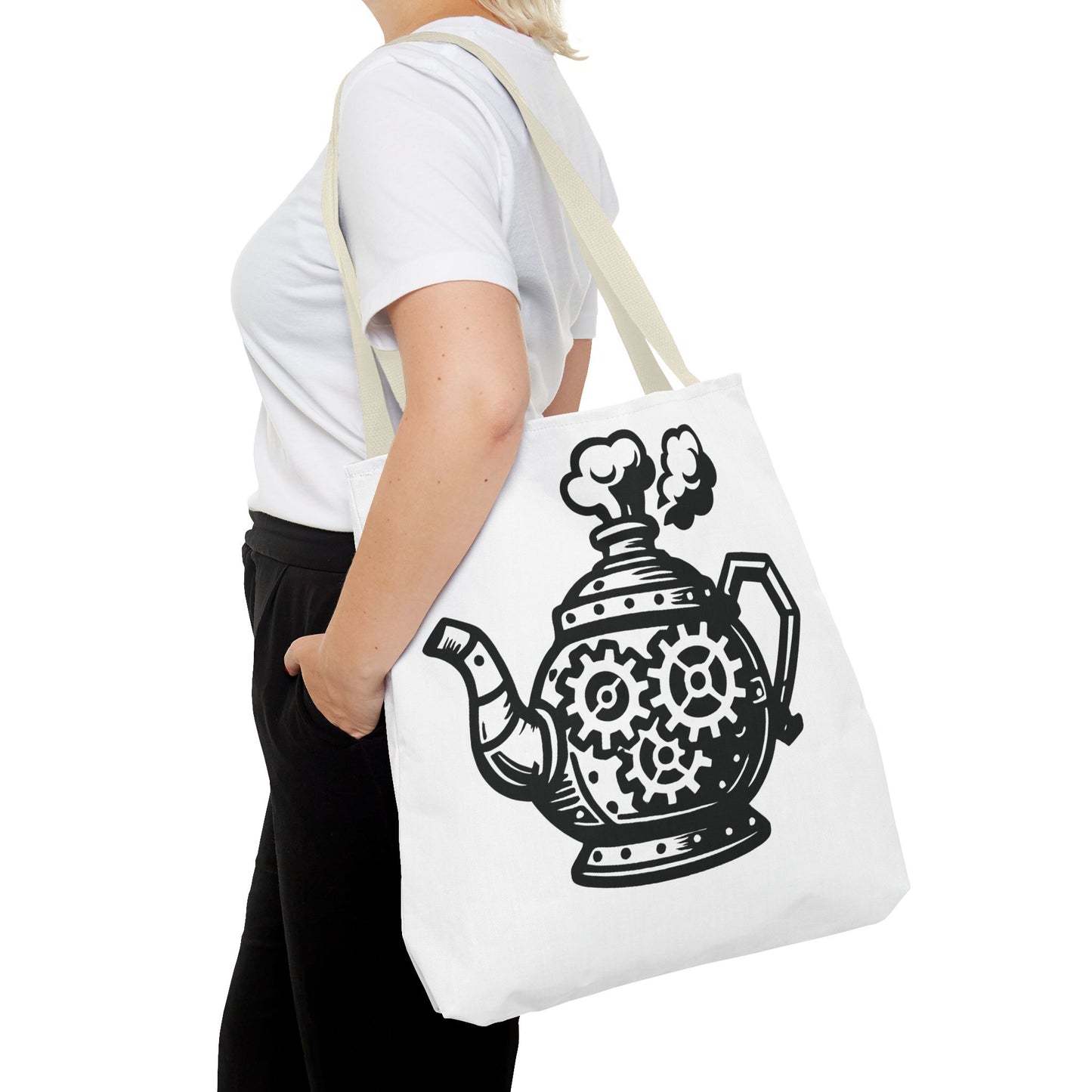 "Tea is On" Motivational Tote Bag, Gym Carryall, Workout Bag, Reusable Shopping Tote, Eco-Friendly Reusable Bag, Challenge Every System Bag