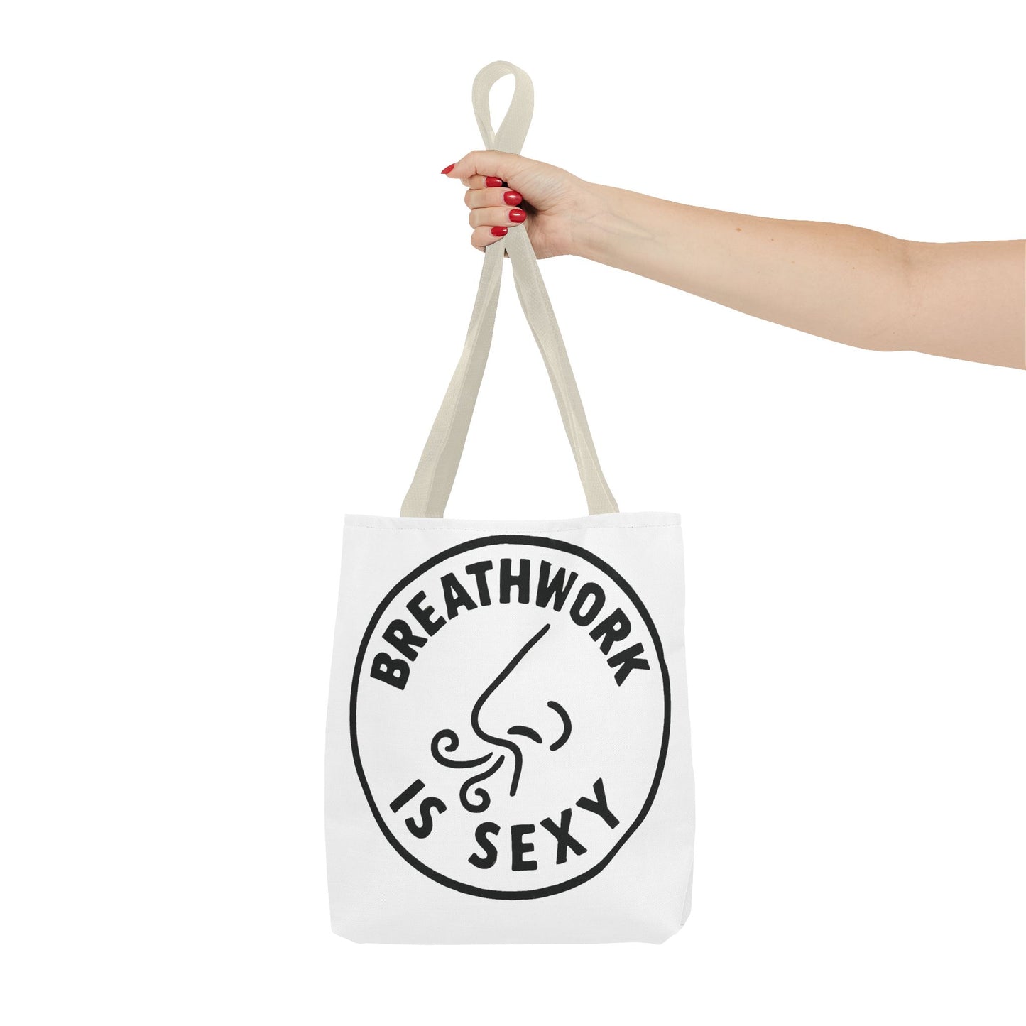 "Breathwork is Sexy" Motivational Tote Bag, Gym Carryall, Workout Bag, Reusable Shopping Tote, Eco-Friendly Reusable Bag, Challenge Every System Bag
