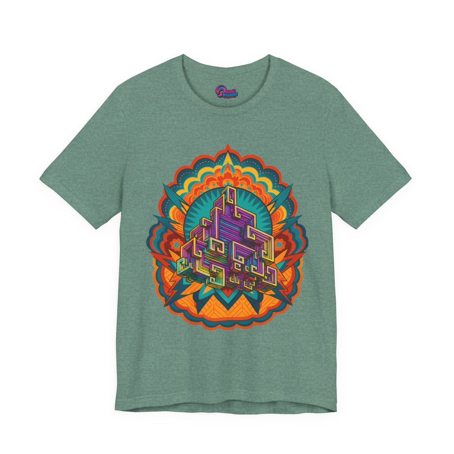 Vibrant Mandala Short Sleeve Tee, Unisex Art Shirt, Colorful Graphic Tee, Bohemian Style T-Shirt, Festival Apparel, Psychedelic Wear