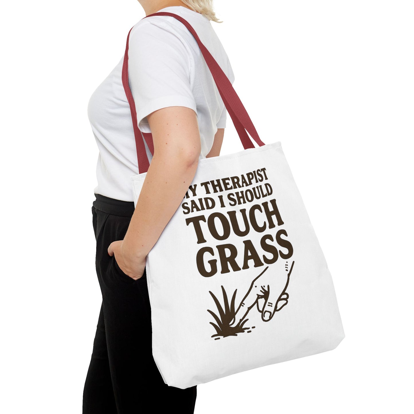 "Touch Grass" Motivational Tote Bag, Gym Carryall, Workout Bag, Reusable Shopping Tote, Eco-Friendly Reusable Bag, Challenge Every System Bag