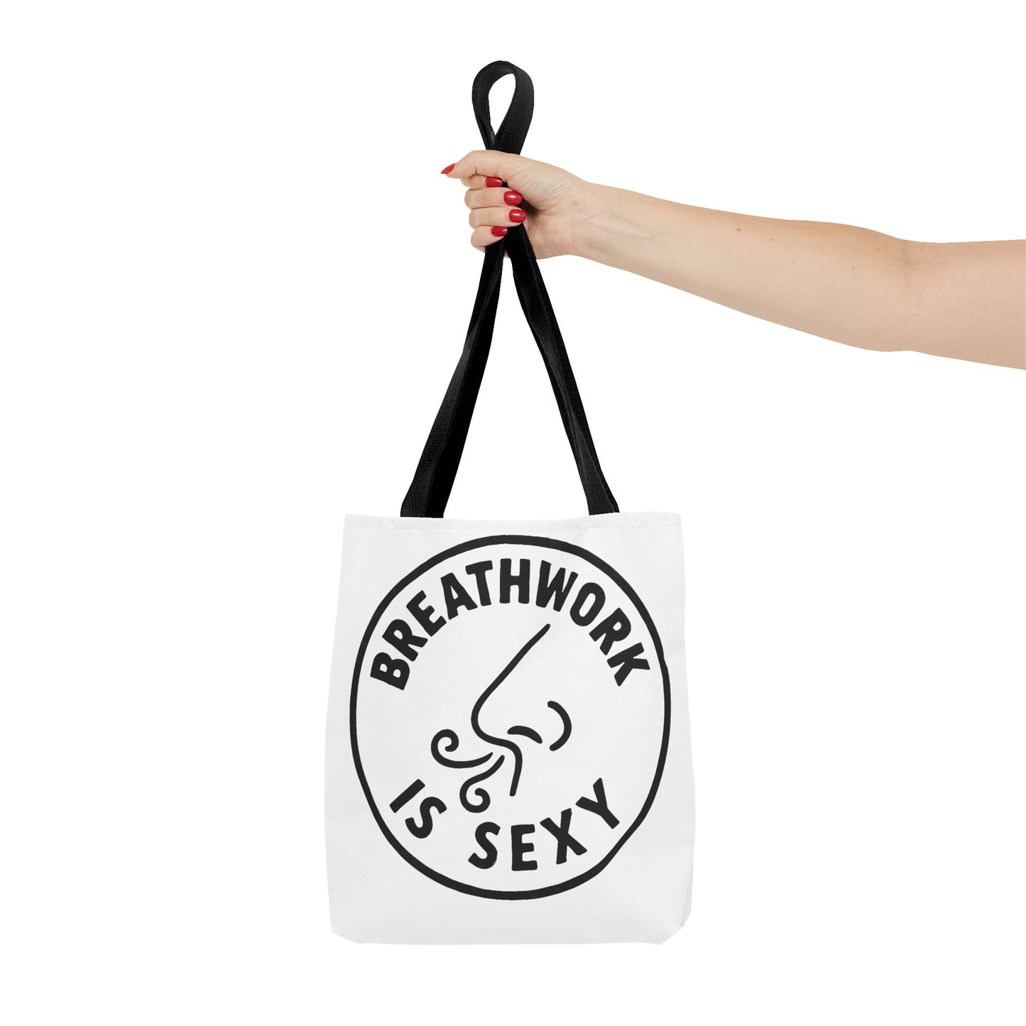 "Breathwork is Sexy" Motivational Tote Bag, Gym Carryall, Workout Bag, Reusable Shopping Tote, Eco-Friendly Reusable Bag, Challenge Every System Bag