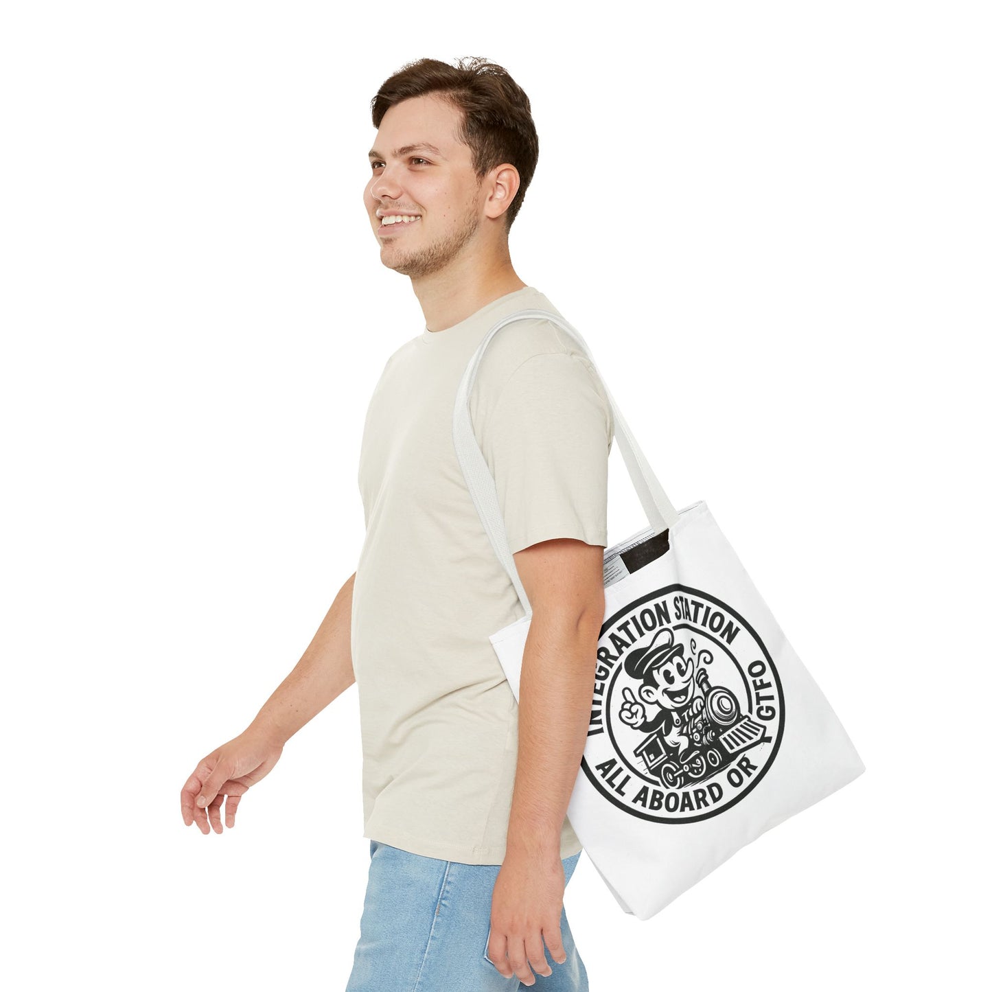 "Integration Station" Motivational Tote Bag, Gym Carryall, Workout Bag, Reusable Shopping Tote, Eco-Friendly Reusable Bag, Challenge Every System Bag