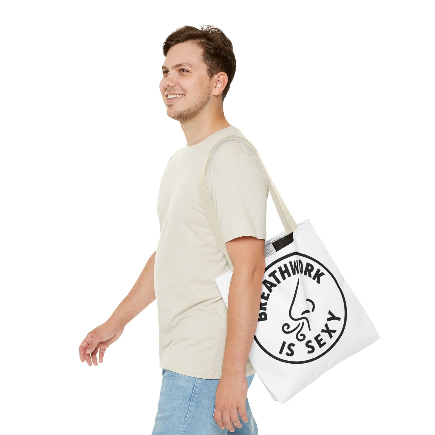 "Breathwork is Sexy" Motivational Tote Bag, Gym Carryall, Workout Bag, Reusable Shopping Tote, Eco-Friendly Reusable Bag, Challenge Every System Bag
