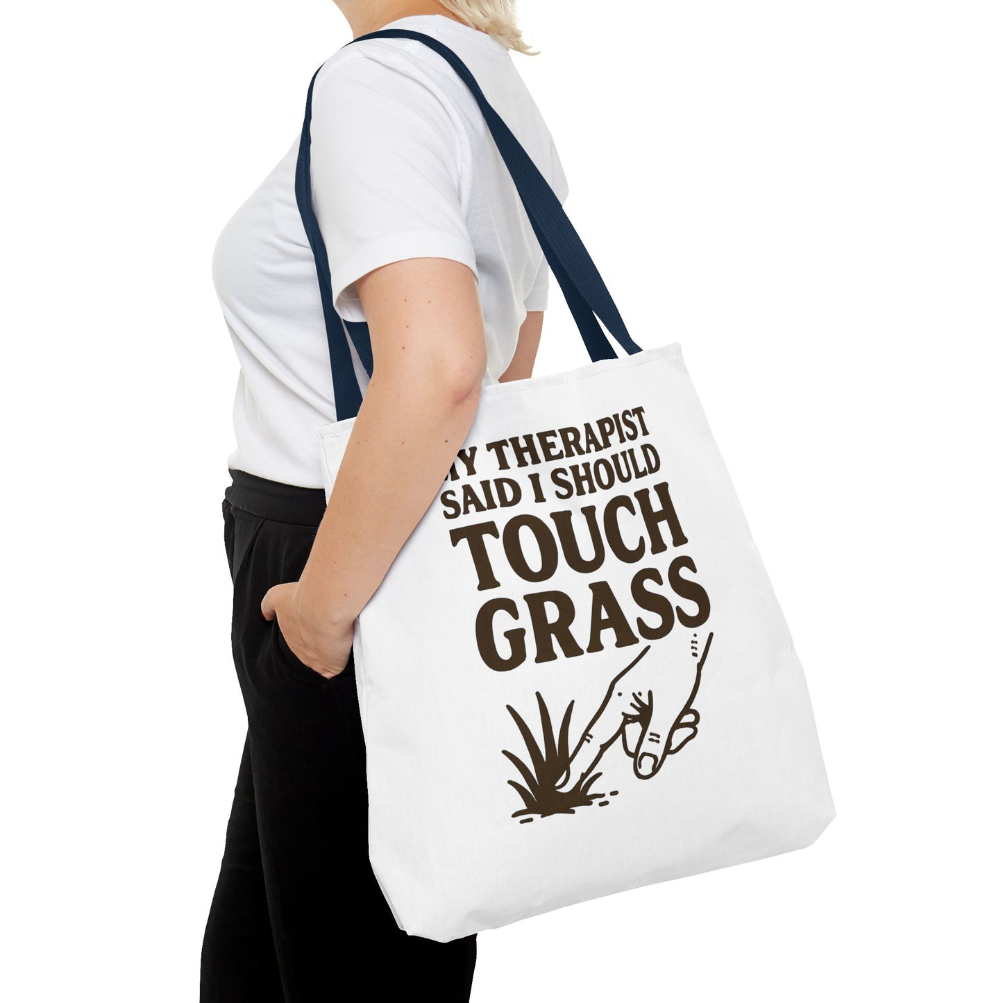"Touch Grass" Motivational Tote Bag, Gym Carryall, Workout Bag, Reusable Shopping Tote, Eco-Friendly Reusable Bag, Challenge Every System Bag