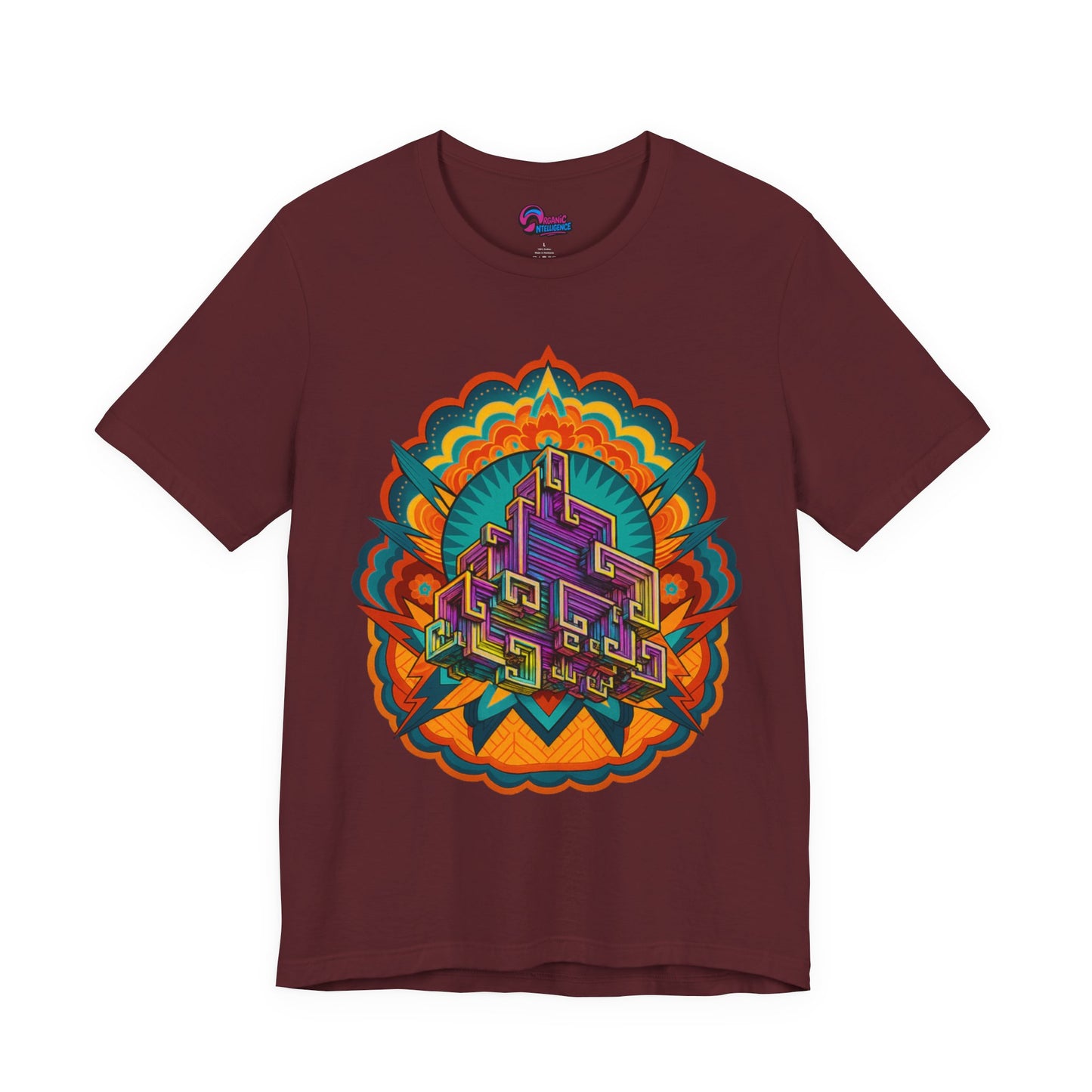 Vibrant Mandala Short Sleeve Tee, Unisex Art Shirt, Colorful Graphic Tee, Bohemian Style T-Shirt, Festival Apparel, Psychedelic Wear