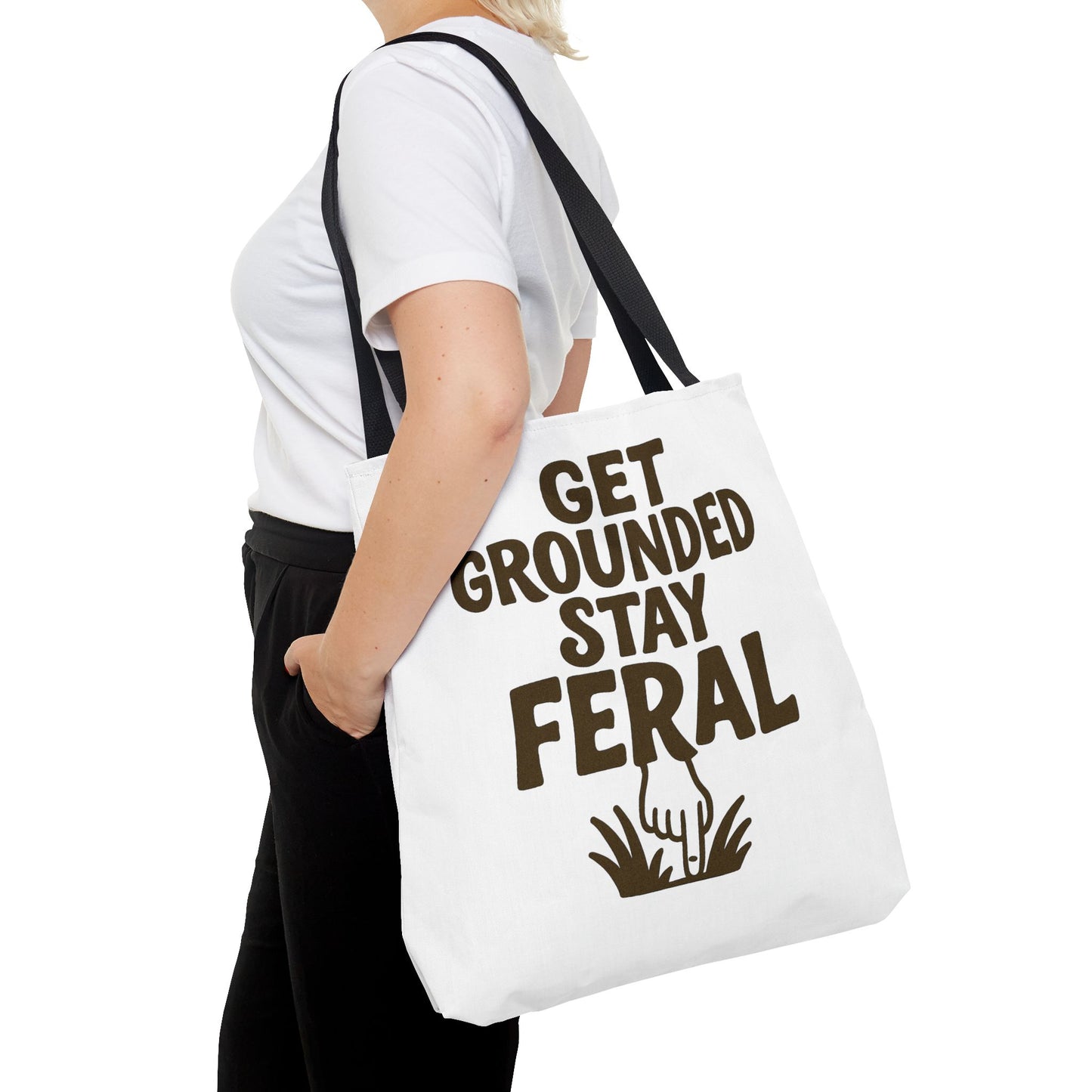 "Stay Feral" Motivational Tote Bag, Gym Carryall, Workout Bag, Reusable Shopping Tote, Eco-Friendly Reusable Bag, Challenge Every System Bag