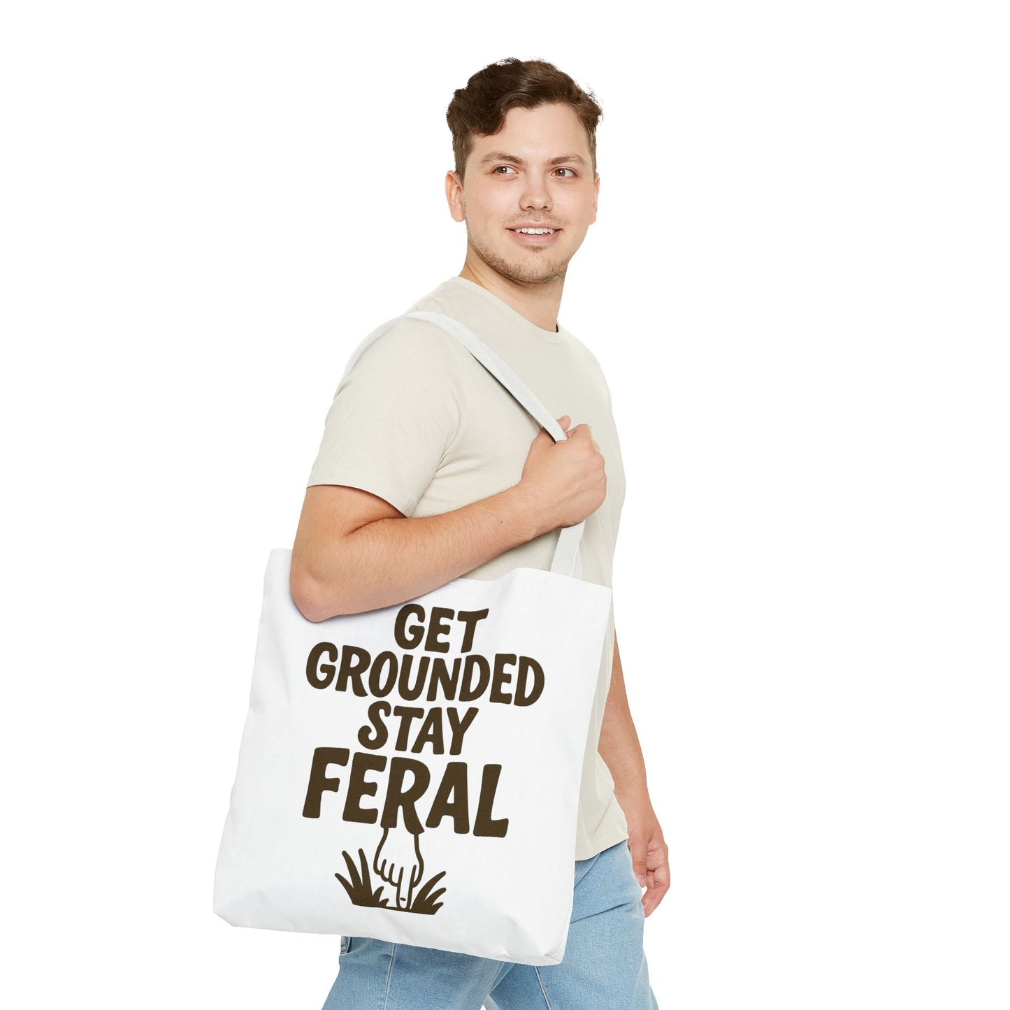 "Stay Feral" Motivational Tote Bag, Gym Carryall, Workout Bag, Reusable Shopping Tote, Eco-Friendly Reusable Bag, Challenge Every System Bag