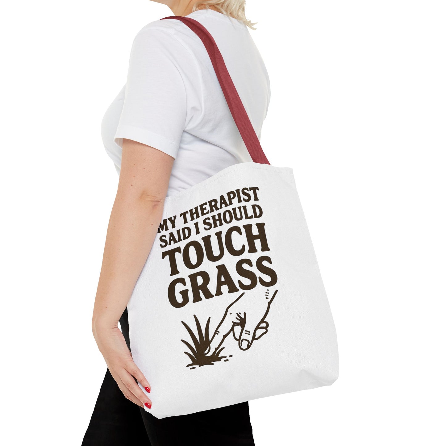 "Touch Grass" Motivational Tote Bag, Gym Carryall, Workout Bag, Reusable Shopping Tote, Eco-Friendly Reusable Bag, Challenge Every System Bag