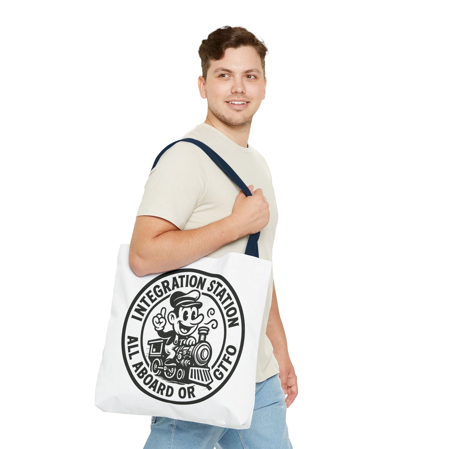 "Integration Station" Motivational Tote Bag, Gym Carryall, Workout Bag, Reusable Shopping Tote, Eco-Friendly Reusable Bag, Challenge Every System Bag