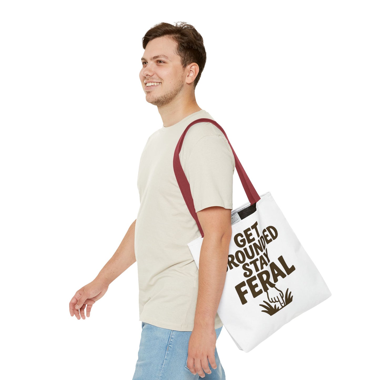 "Stay Feral" Motivational Tote Bag, Gym Carryall, Workout Bag, Reusable Shopping Tote, Eco-Friendly Reusable Bag, Challenge Every System Bag