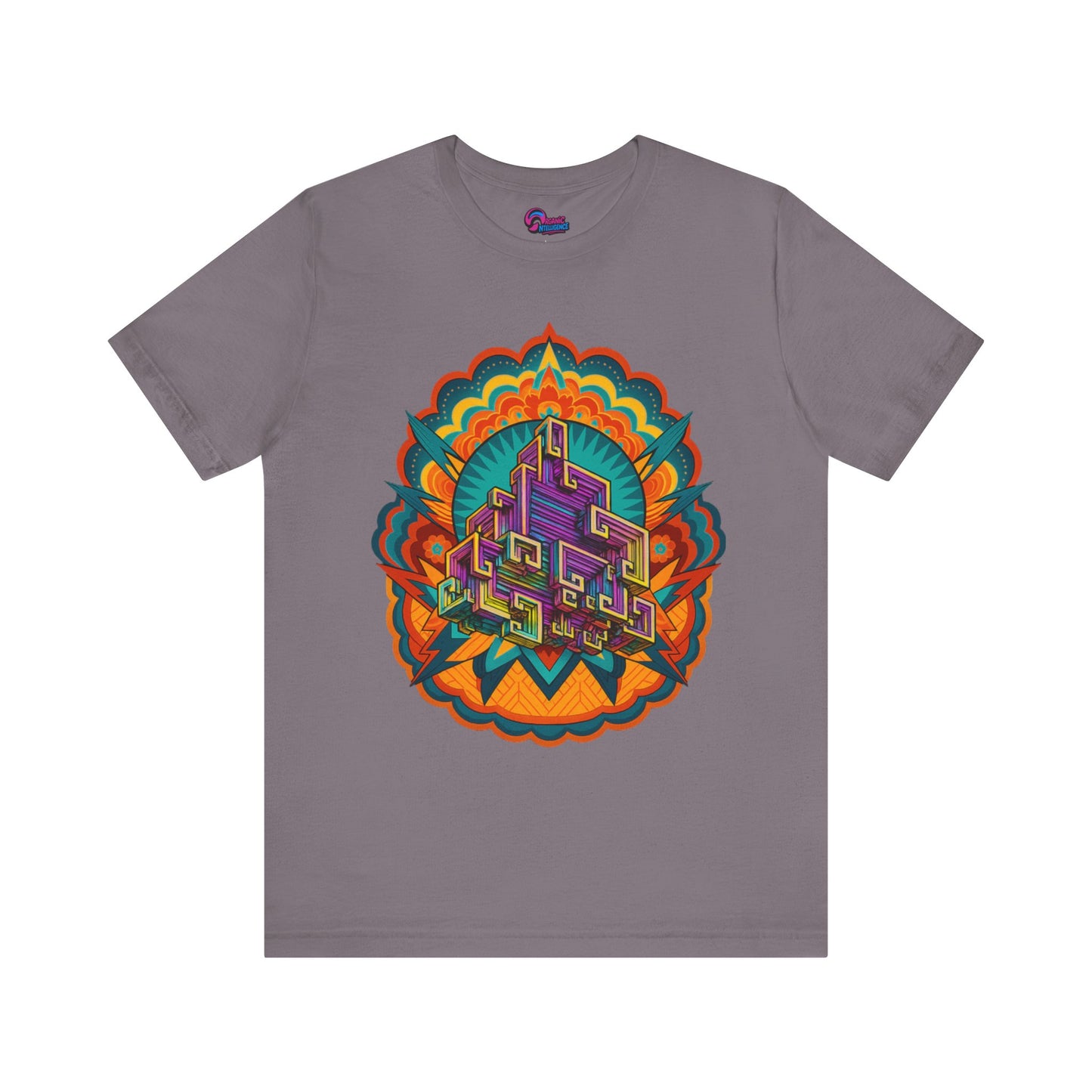 Vibrant Mandala Short Sleeve Tee, Unisex Art Shirt, Colorful Graphic Tee, Bohemian Style T-Shirt, Festival Apparel, Psychedelic Wear