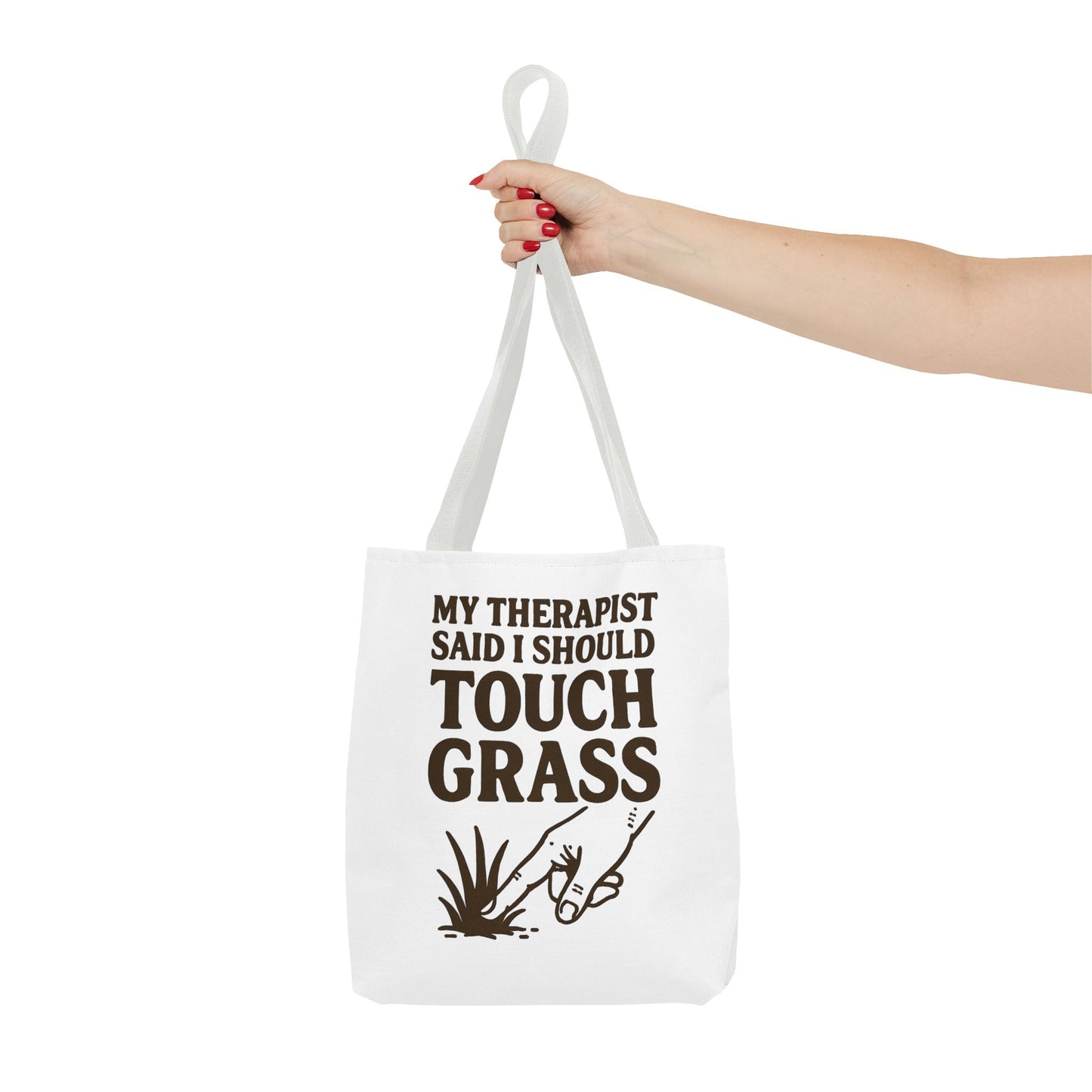 "Touch Grass" Motivational Tote Bag, Gym Carryall, Workout Bag, Reusable Shopping Tote, Eco-Friendly Reusable Bag, Challenge Every System Bag