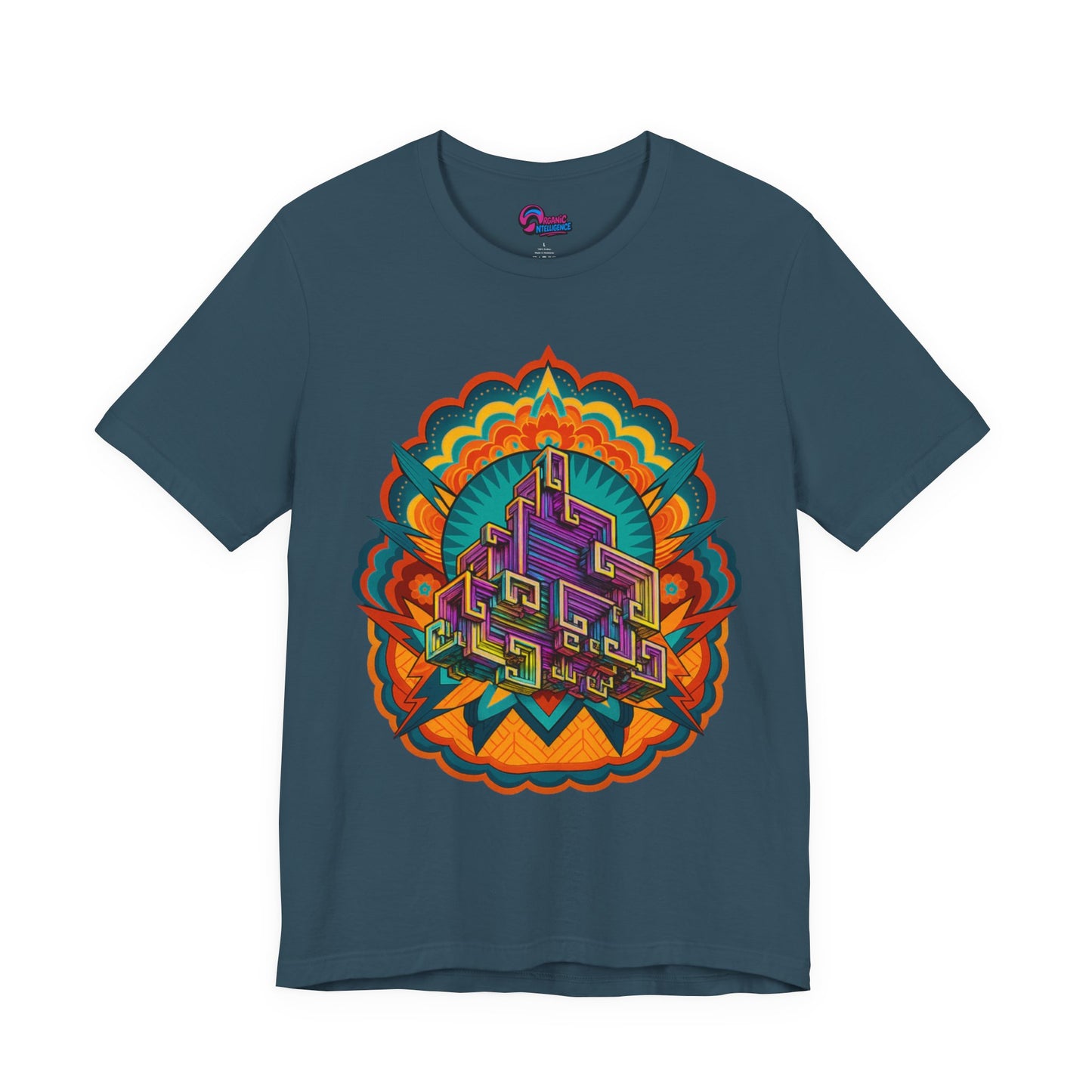 Vibrant Mandala Short Sleeve Tee, Unisex Art Shirt, Colorful Graphic Tee, Bohemian Style T-Shirt, Festival Apparel, Psychedelic Wear