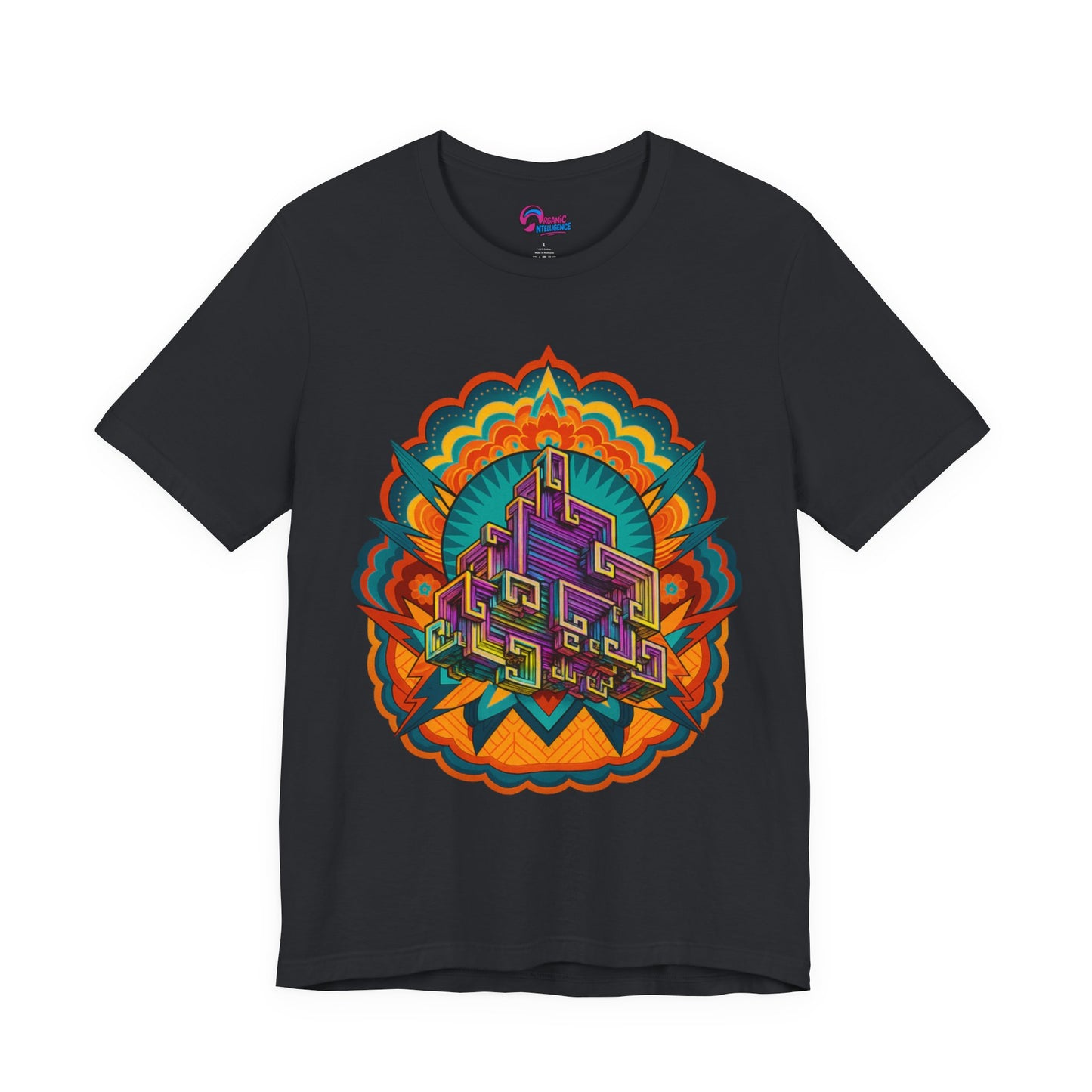 Vibrant Mandala Short Sleeve Tee, Unisex Art Shirt, Colorful Graphic Tee, Bohemian Style T-Shirt, Festival Apparel, Psychedelic Wear