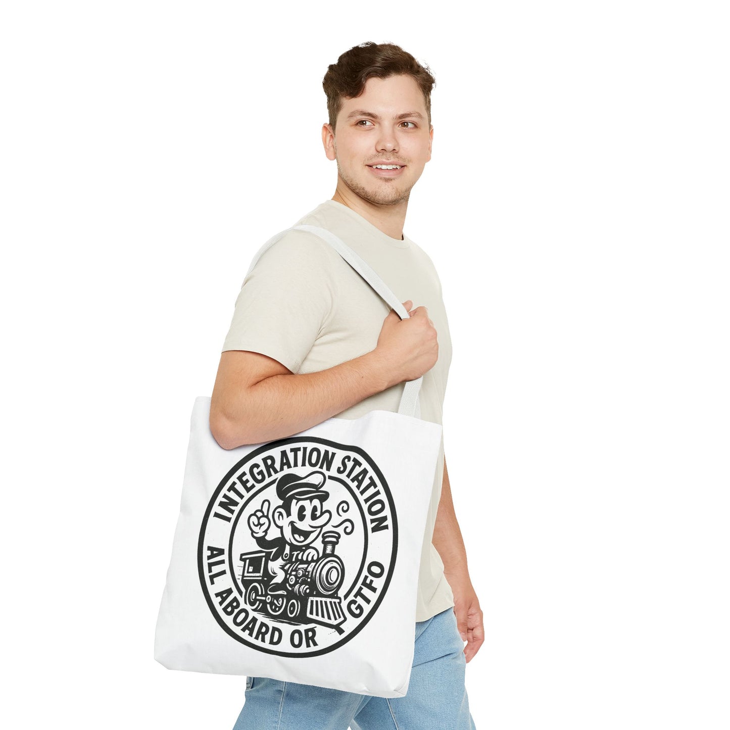 "Integration Station" Motivational Tote Bag, Gym Carryall, Workout Bag, Reusable Shopping Tote, Eco-Friendly Reusable Bag, Challenge Every System Bag