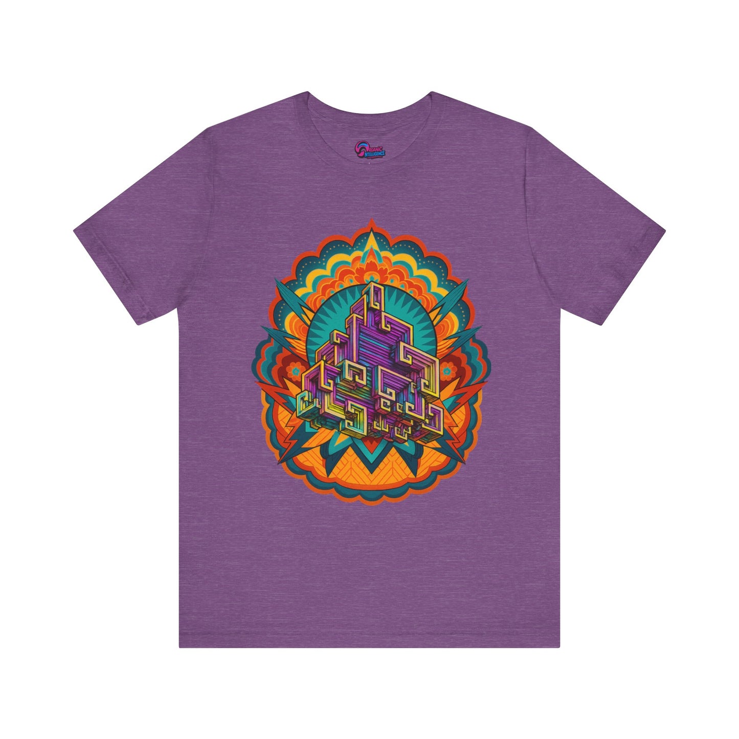 Vibrant Mandala Short Sleeve Tee, Unisex Art Shirt, Colorful Graphic Tee, Bohemian Style T-Shirt, Festival Apparel, Psychedelic Wear