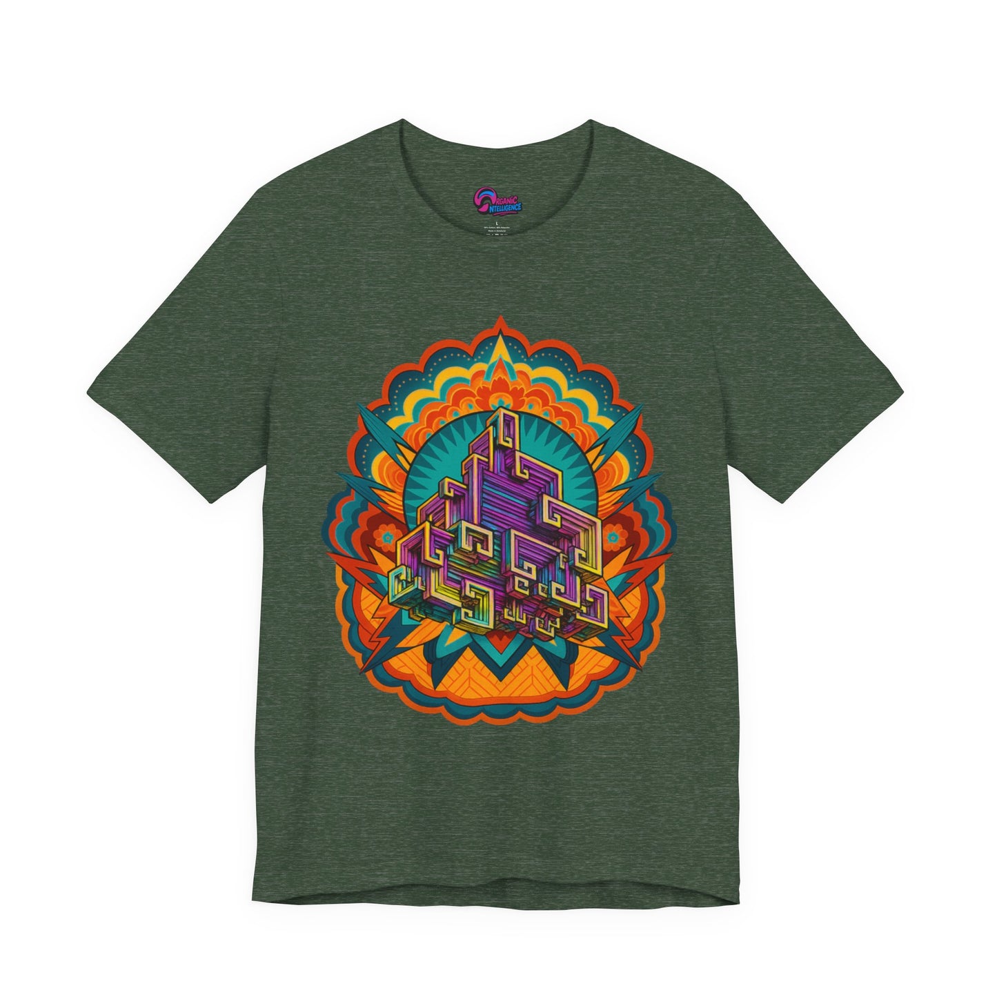 Vibrant Mandala Short Sleeve Tee, Unisex Art Shirt, Colorful Graphic Tee, Bohemian Style T-Shirt, Festival Apparel, Psychedelic Wear