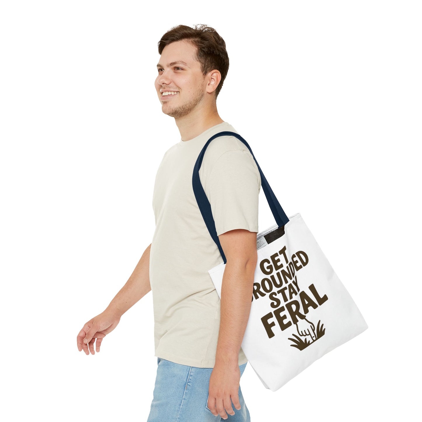 "Stay Feral" Motivational Tote Bag, Gym Carryall, Workout Bag, Reusable Shopping Tote, Eco-Friendly Reusable Bag, Challenge Every System Bag
