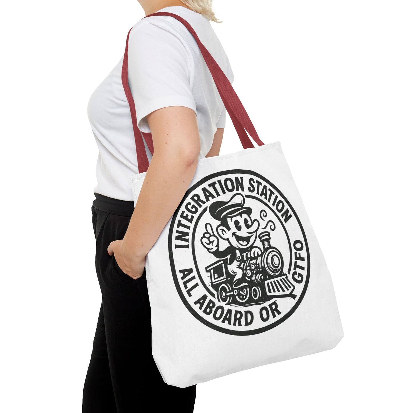 "Integration Station" Motivational Tote Bag, Gym Carryall, Workout Bag, Reusable Shopping Tote, Eco-Friendly Reusable Bag, Challenge Every System Bag