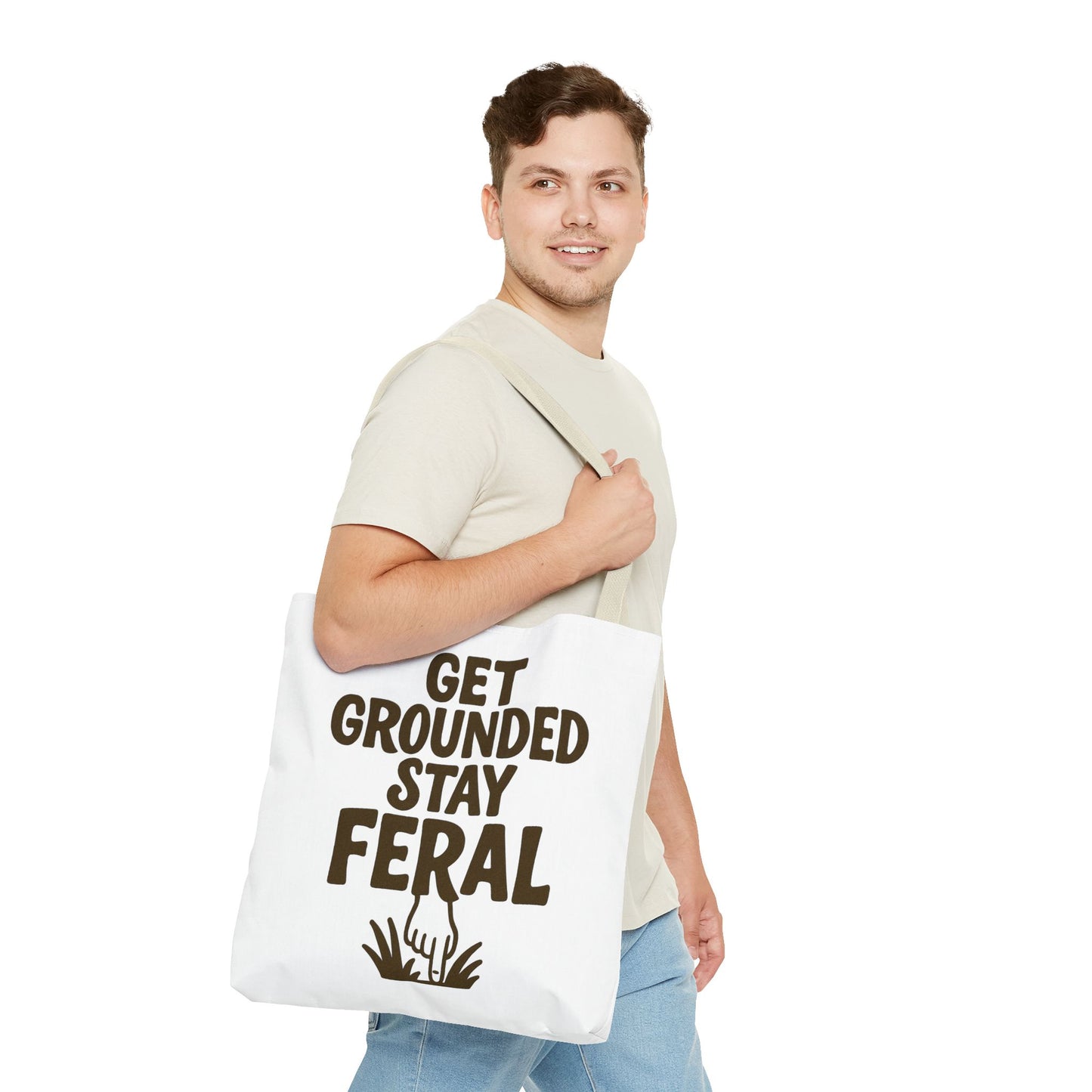 "Stay Feral" Motivational Tote Bag, Gym Carryall, Workout Bag, Reusable Shopping Tote, Eco-Friendly Reusable Bag, Challenge Every System Bag