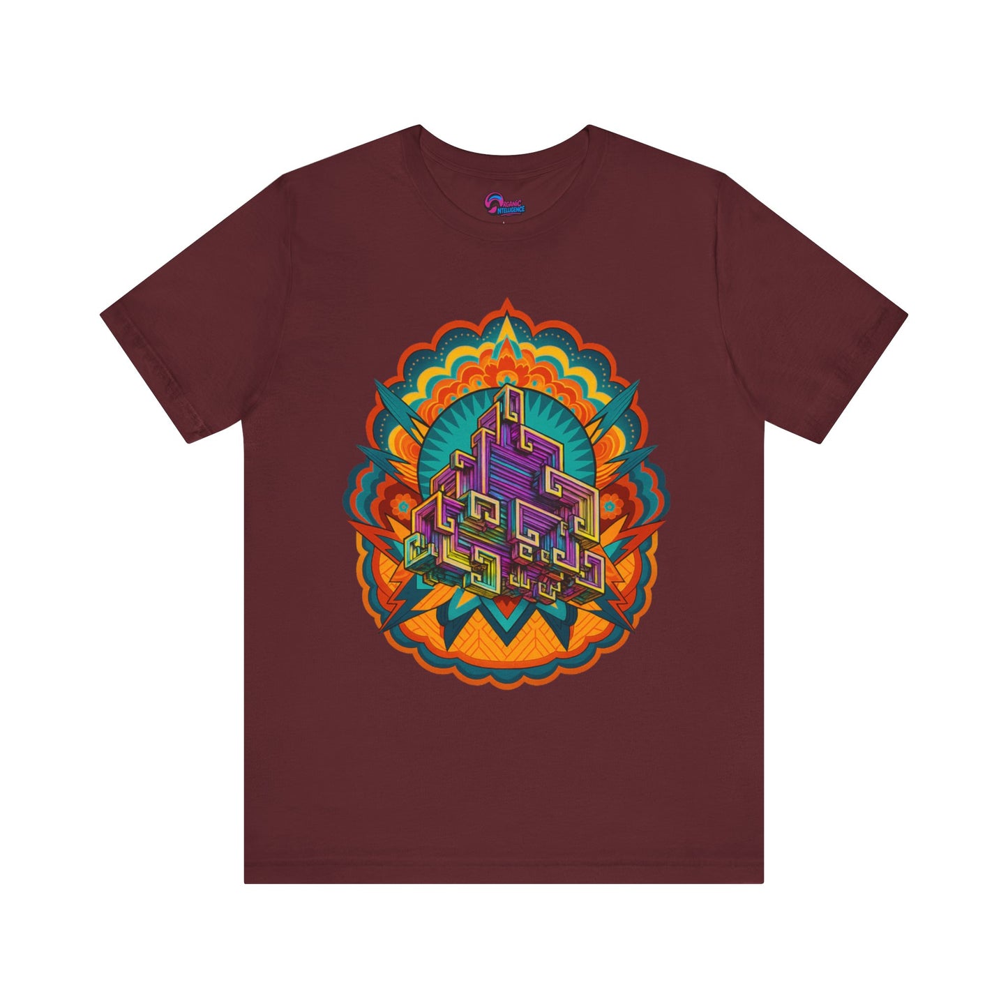 Vibrant Mandala Short Sleeve Tee, Unisex Art Shirt, Colorful Graphic Tee, Bohemian Style T-Shirt, Festival Apparel, Psychedelic Wear