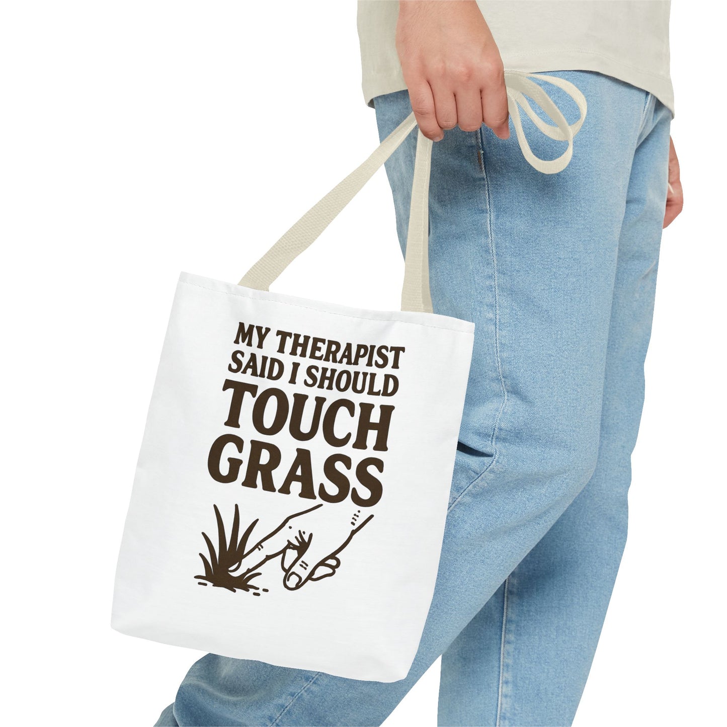 "Touch Grass" Motivational Tote Bag, Gym Carryall, Workout Bag, Reusable Shopping Tote, Eco-Friendly Reusable Bag, Challenge Every System Bag