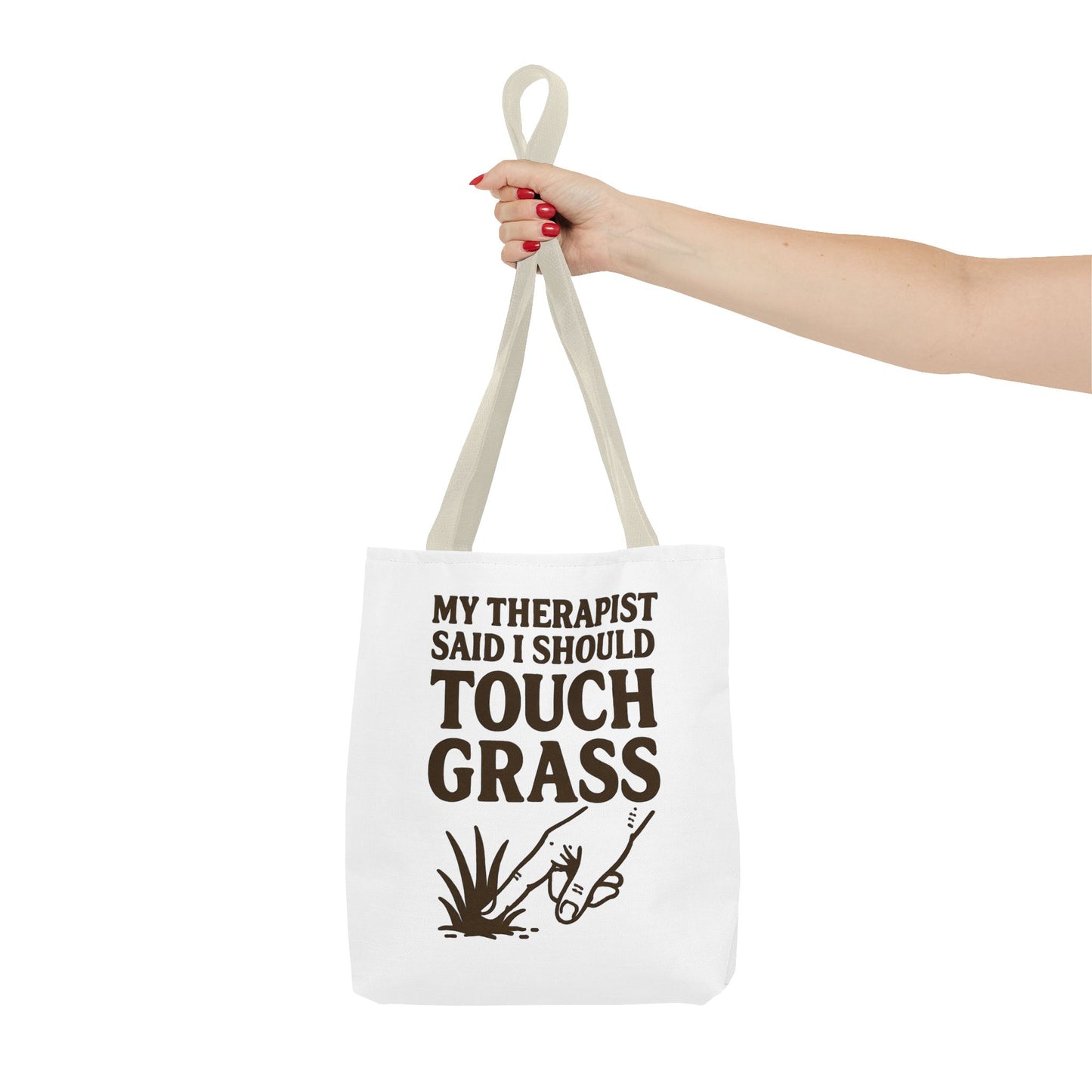 "Touch Grass" Motivational Tote Bag, Gym Carryall, Workout Bag, Reusable Shopping Tote, Eco-Friendly Reusable Bag, Challenge Every System Bag