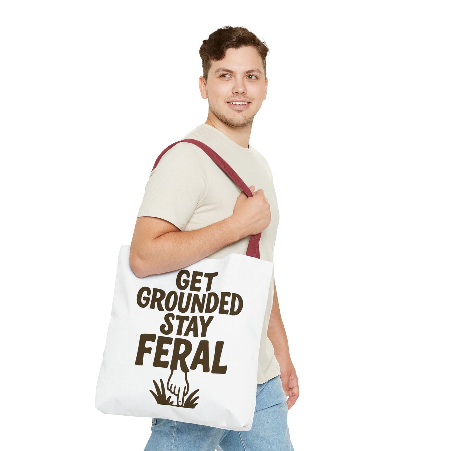 "Stay Feral" Motivational Tote Bag, Gym Carryall, Workout Bag, Reusable Shopping Tote, Eco-Friendly Reusable Bag, Challenge Every System Bag
