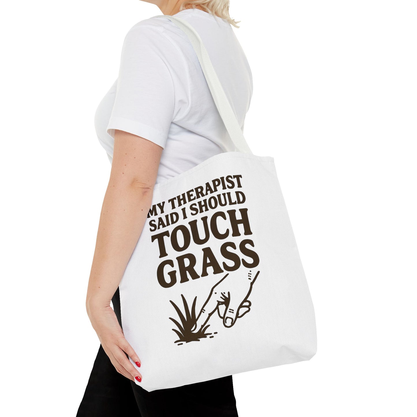 "Touch Grass" Motivational Tote Bag, Gym Carryall, Workout Bag, Reusable Shopping Tote, Eco-Friendly Reusable Bag, Challenge Every System Bag