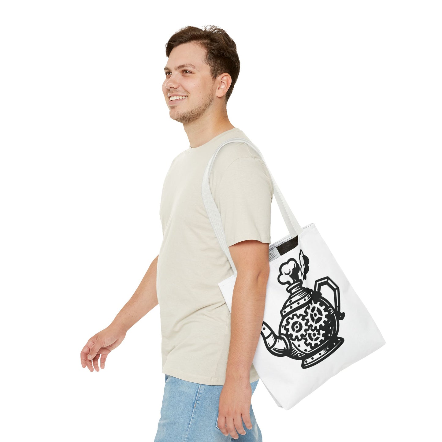"Tea is On" Motivational Tote Bag, Gym Carryall, Workout Bag, Reusable Shopping Tote, Eco-Friendly Reusable Bag, Challenge Every System Bag