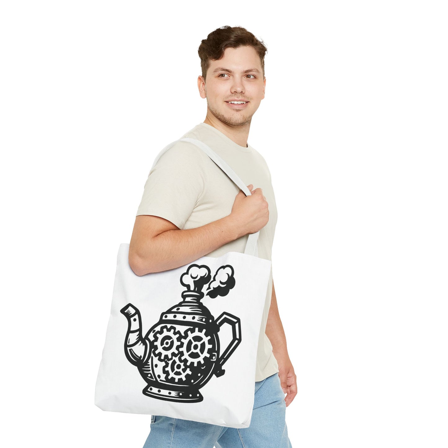 "Tea is On" Motivational Tote Bag, Gym Carryall, Workout Bag, Reusable Shopping Tote, Eco-Friendly Reusable Bag, Challenge Every System Bag