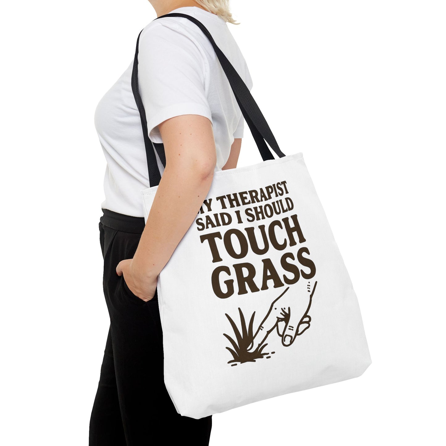 "Touch Grass" Motivational Tote Bag, Gym Carryall, Workout Bag, Reusable Shopping Tote, Eco-Friendly Reusable Bag, Challenge Every System Bag