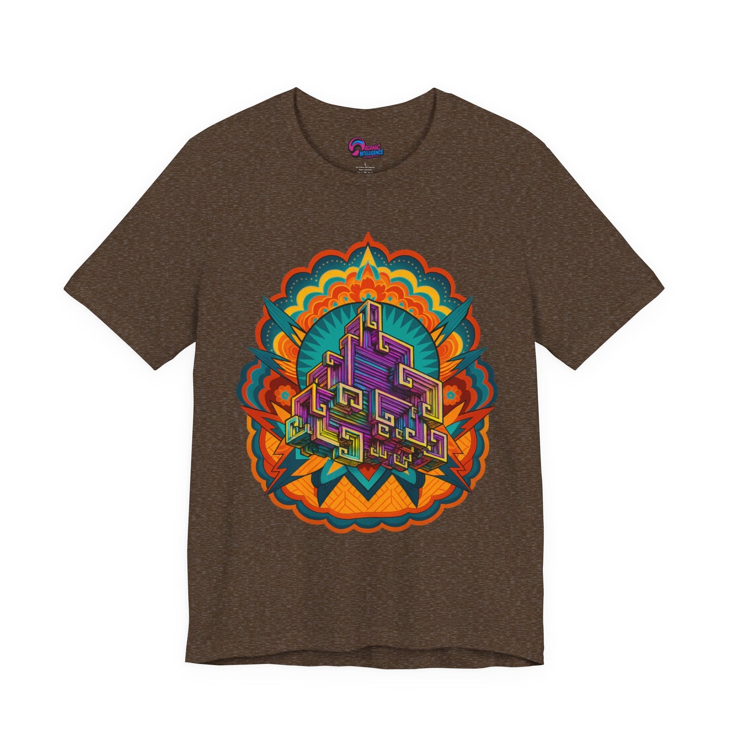 Vibrant Mandala Short Sleeve Tee, Unisex Art Shirt, Colorful Graphic Tee, Bohemian Style T-Shirt, Festival Apparel, Psychedelic Wear