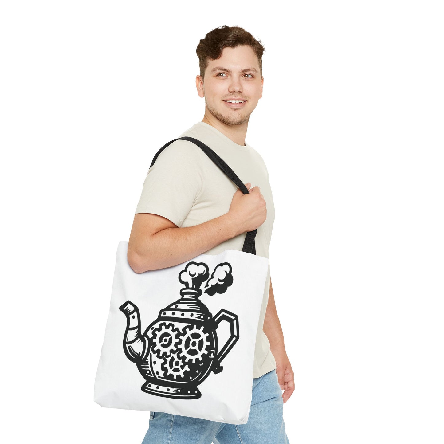 "Tea is On" Motivational Tote Bag, Gym Carryall, Workout Bag, Reusable Shopping Tote, Eco-Friendly Reusable Bag, Challenge Every System Bag