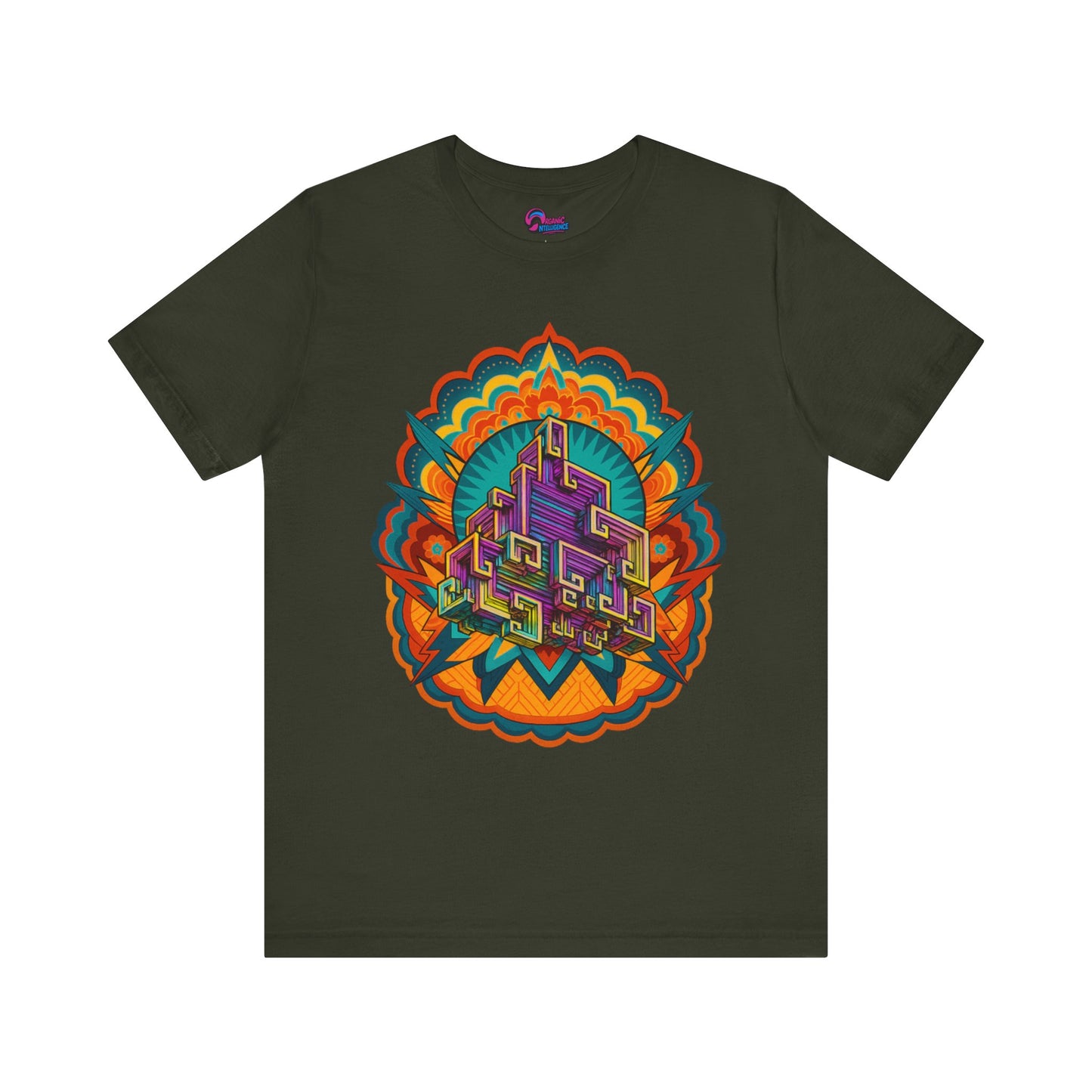Vibrant Mandala Short Sleeve Tee, Unisex Art Shirt, Colorful Graphic Tee, Bohemian Style T-Shirt, Festival Apparel, Psychedelic Wear